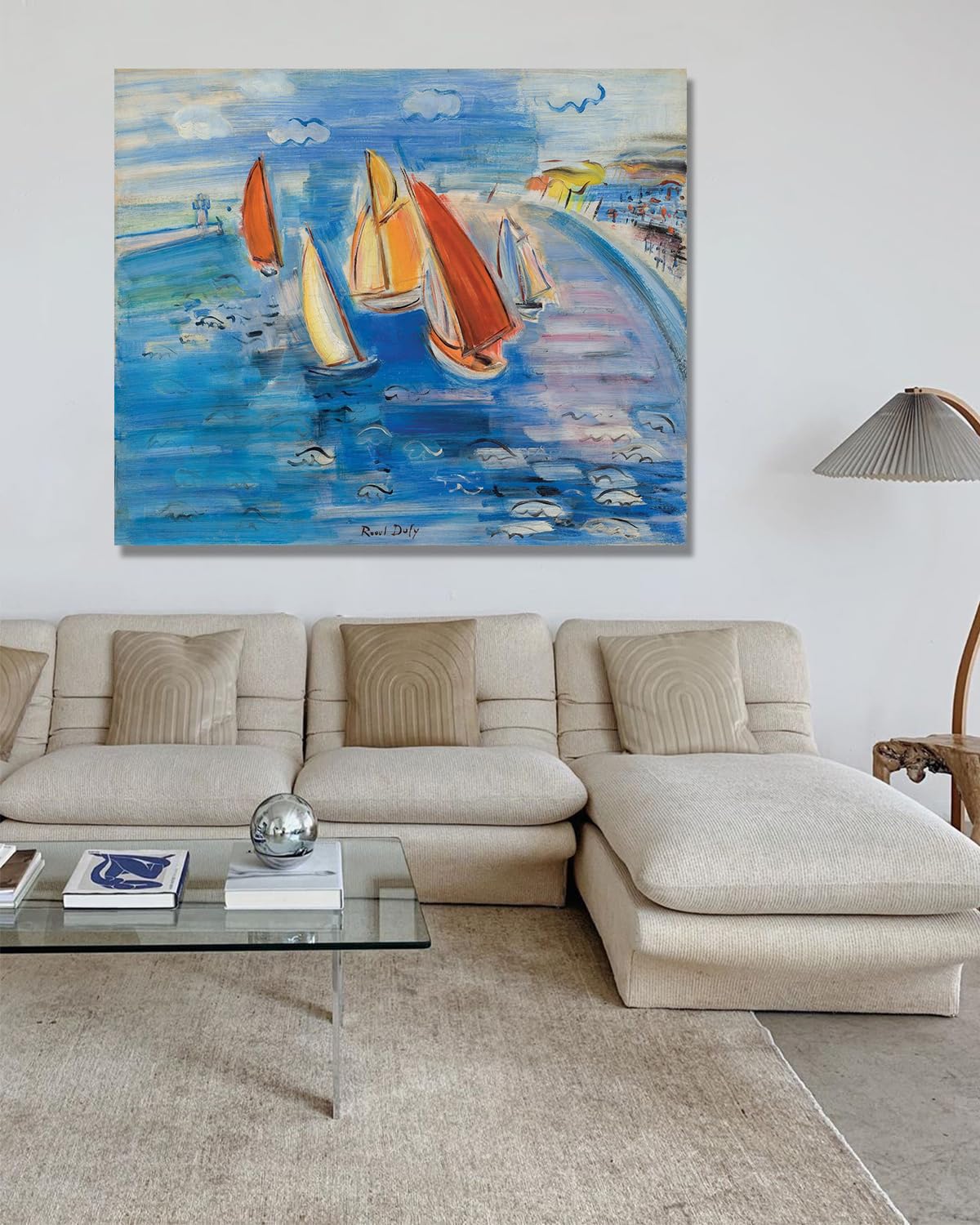 NHLDZYH Raoul Dufy (regaty w Sainte-Adresse), plakat podróżny w stylu vintage, sztuka impresjonistyczna, obraz ścienny na płótnie do dekoracji domu, 30 x 36 cm, tylko płótno