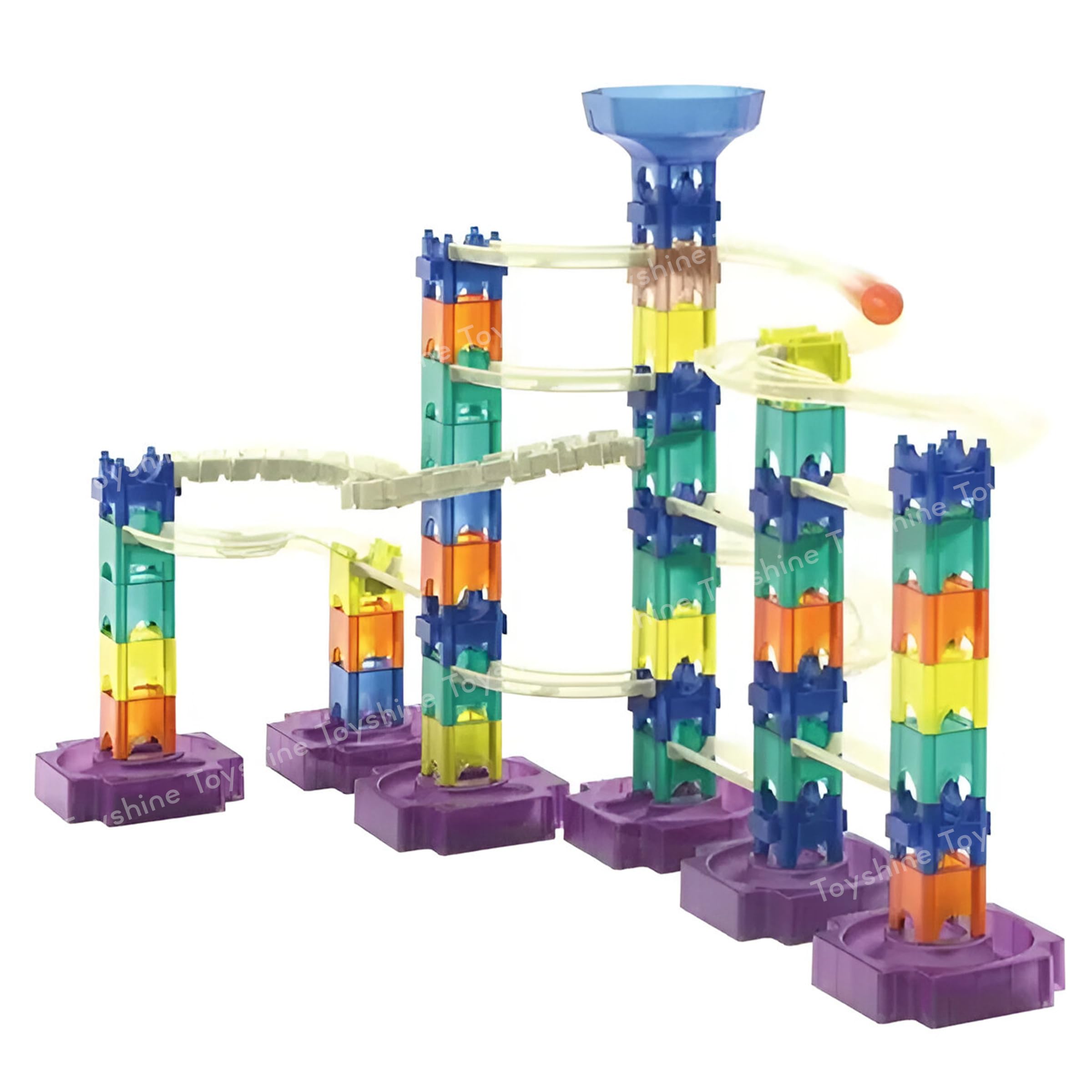 Toyshine 85Pc DIY Easy to Assemble Construction Building Blocks with Ball Sliding Maze Marble Running Track Learning and Educational Hand Eye Cordination Block Game Toys for Boy Girl Age 3+