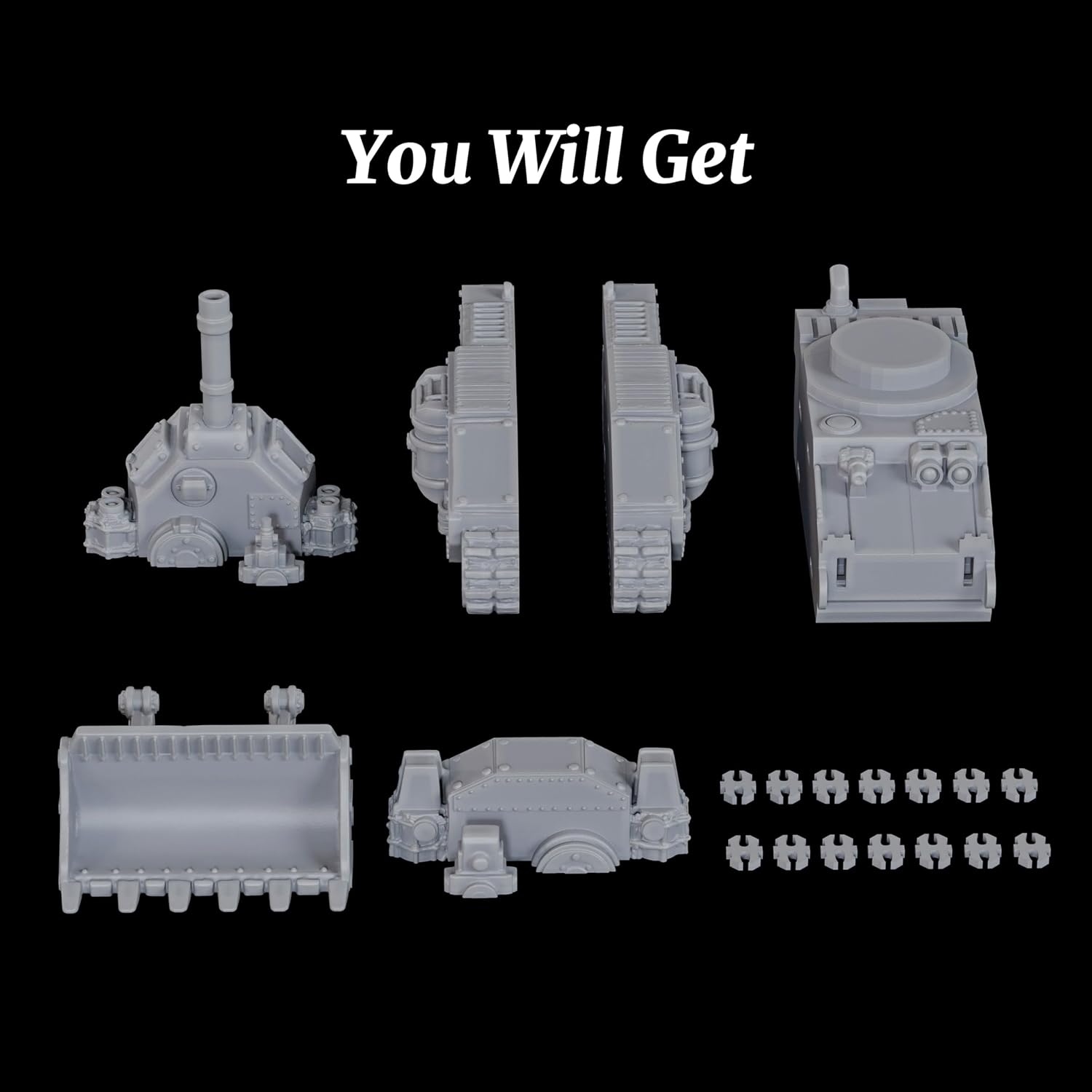 AUSPDICE 28mm Sci-Fi Battle Tank Miniature for Grimdark Wargaming | Unpainted 1:56 Heavy Armored Vehicle with Turret Cannon and Dozer Blade for Grimdark Wargaming and Sci-Fi RPGs, AF1164