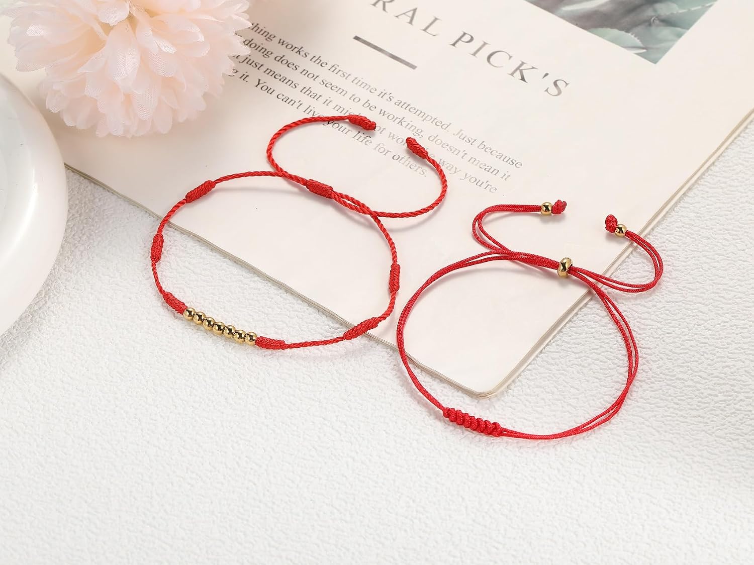 Bracelets for Women Kabbalah Red String Bracelet With Gold Bead 7 Knot Protection Bracelets Handmade Braided Jewelry Adjustable Amulet Good Luck Gift for Men thumbnail