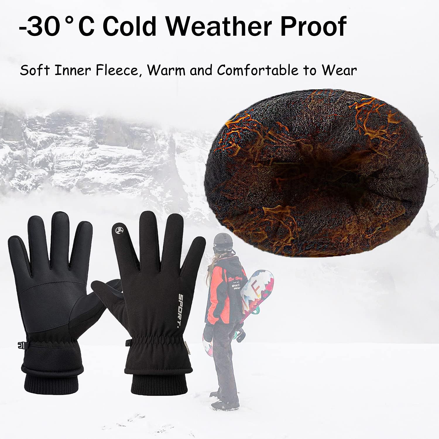 Weitars Winter Warm Gloves for Men Women Touchscreen Waterproof Thermal Snow Gloves for Cycling Hiking Running Skiing Outdoor Working : Clothing, Shoes & Jewelry