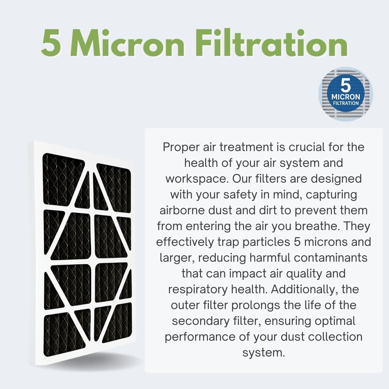 Nispira 5-Micron MERV 11 Activated Carbon Outer Air Filter, Replacement for WEN 1044 CFM 1270 Air Filtration System (Model 1044 AF9235C), 2 Packs