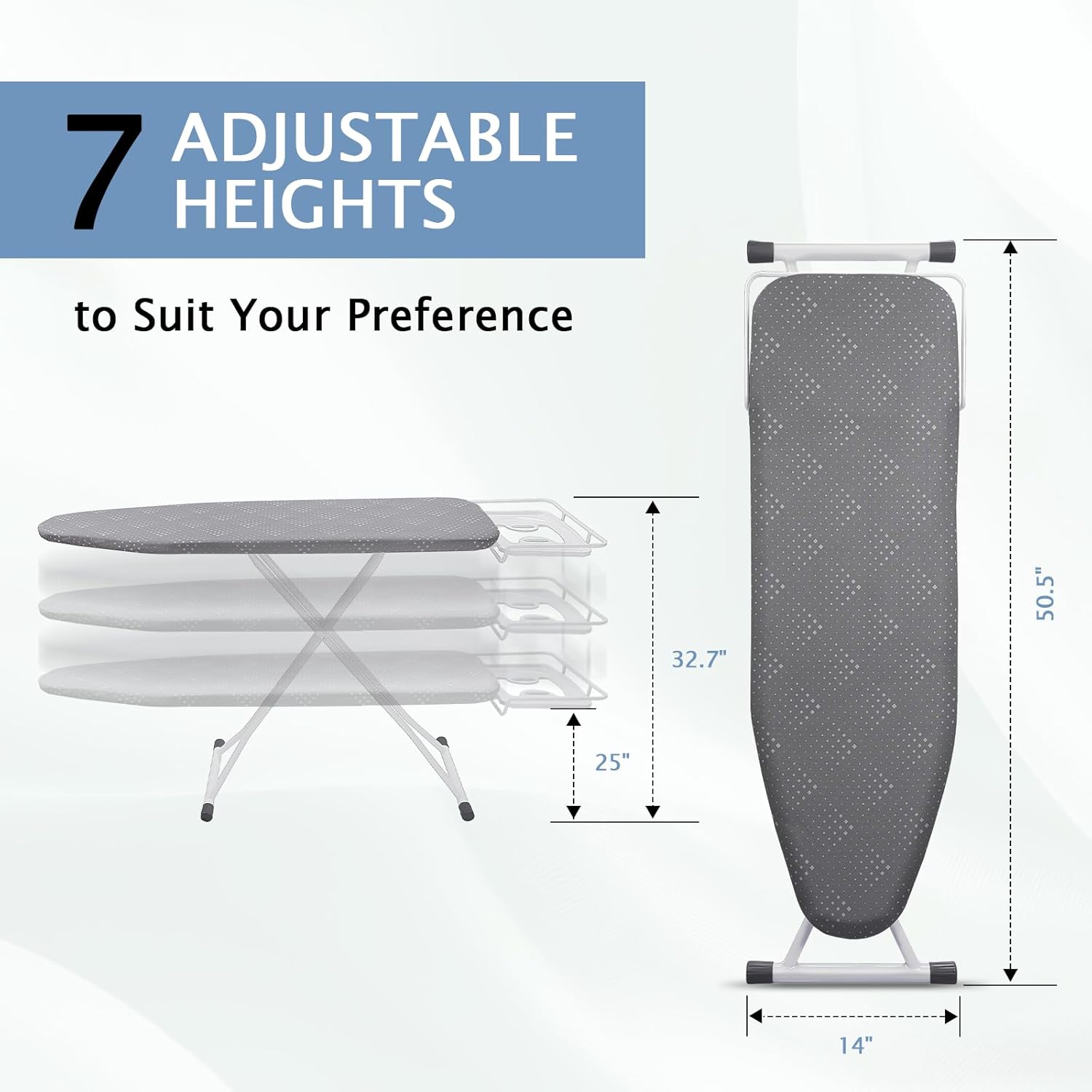 SheeChung 42”x12” Ironing Board Cover and Ironing Board with Iron Rest