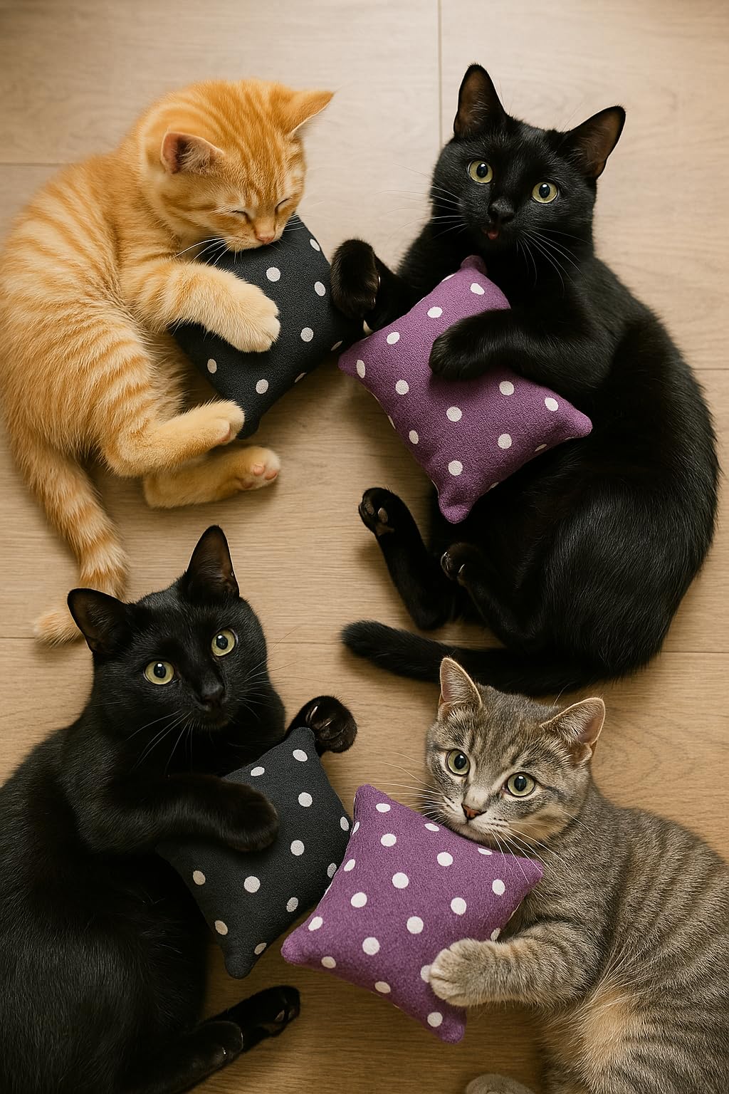 SNOOZYCAT 2 Cat Cushions + 14 Refill Pads Pure Valerian - Handmade Cat Toy, Oeko-Tex Cotton, Refillable & Natural - Image 4