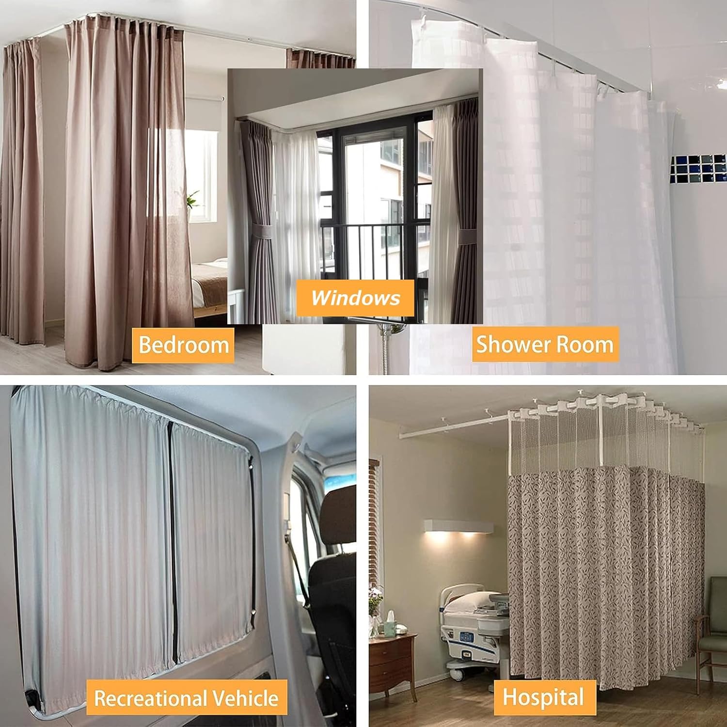 Versatile 11ft Black Aluminum Curtain Track System for Bay Windows - Flexible Drapery Rod, Ceiling & Wall Mount, Straight or Curved, Ideal for Room Dividers (1.0M to 6.6M)