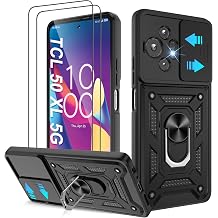 ATUMP for TCL 50 XL 5G Phone Case/TCL 60 XE NXTPAPER 5G with 2 Pcs HD Screen Protector, Heavy Duty Shockproof with 360 Rotation Kickstand [Military Grade] Protective Case for TCL 50 XL, Black