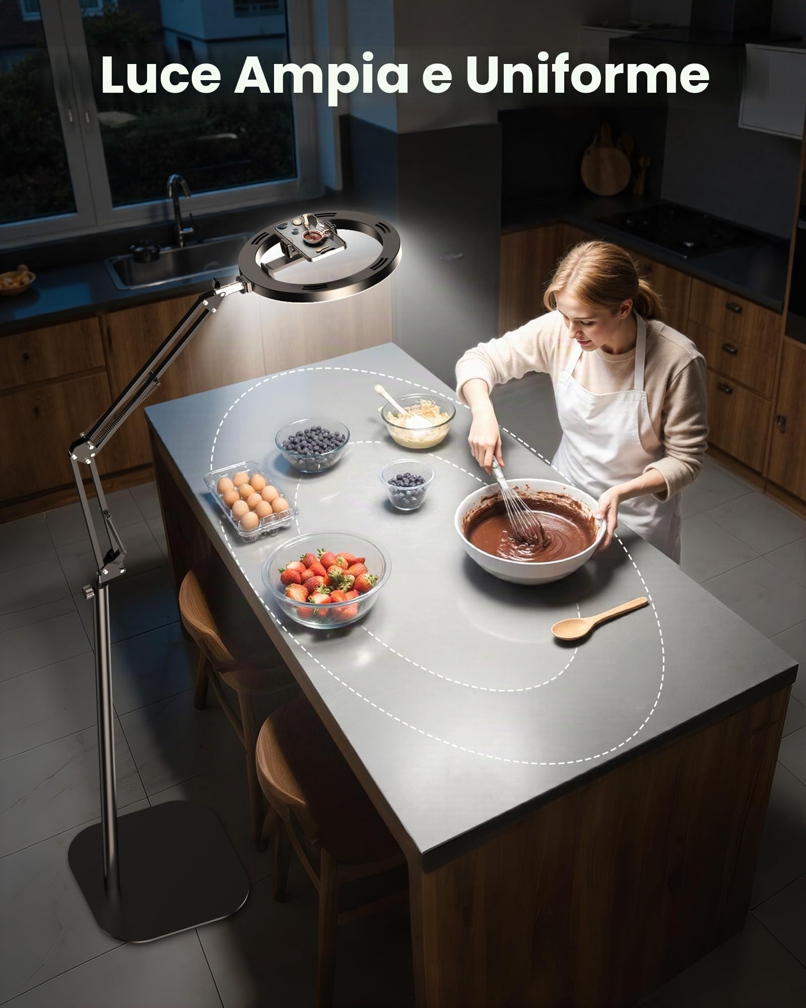 Evershop Luce ad anello flessibile da 70,8", altezza e 360°, con treppiede