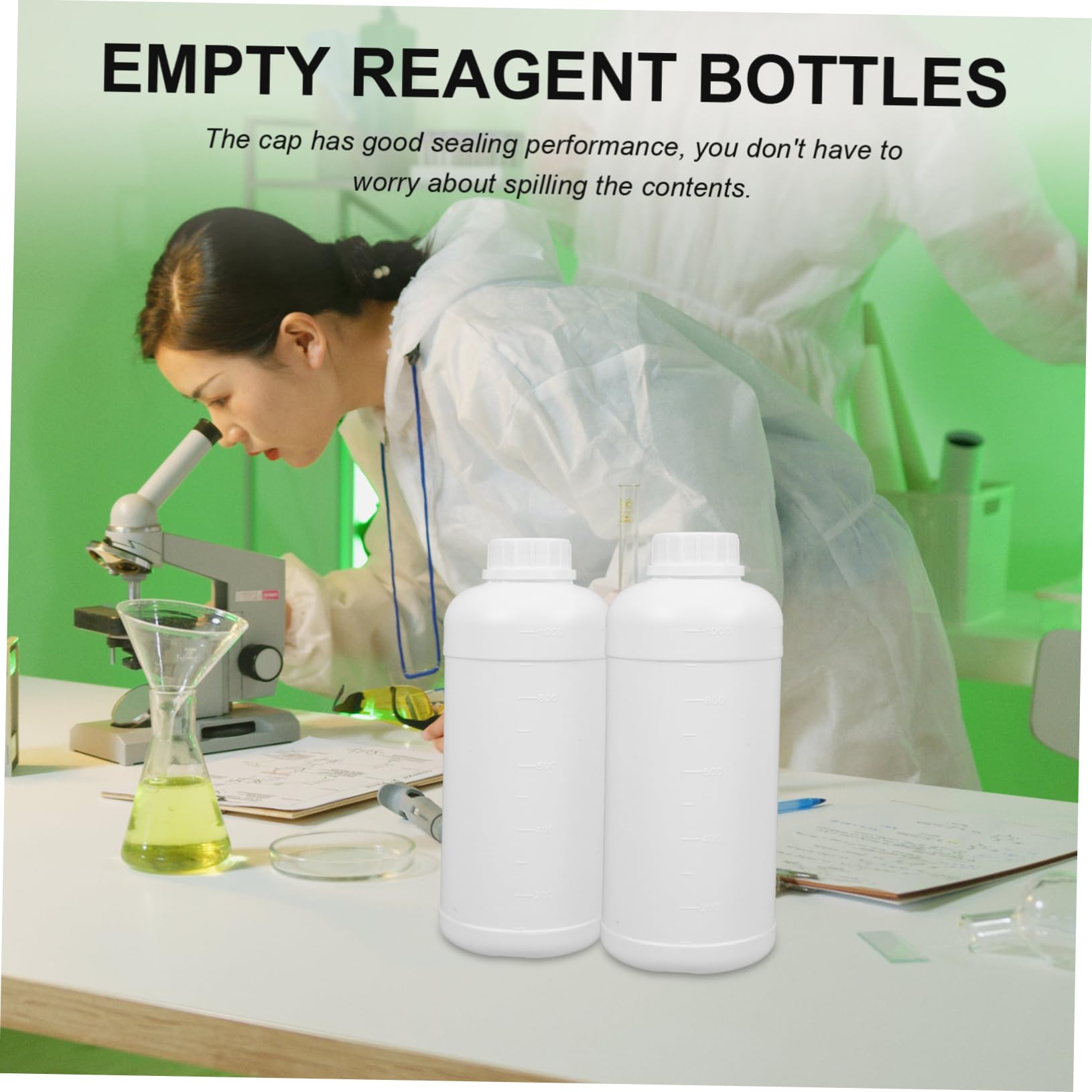 KICHOUSE Empty Reagent Bottles 1l Hdpe Plastic Lab Chemical Reagent Bottles Lid Sample Containers for Industry