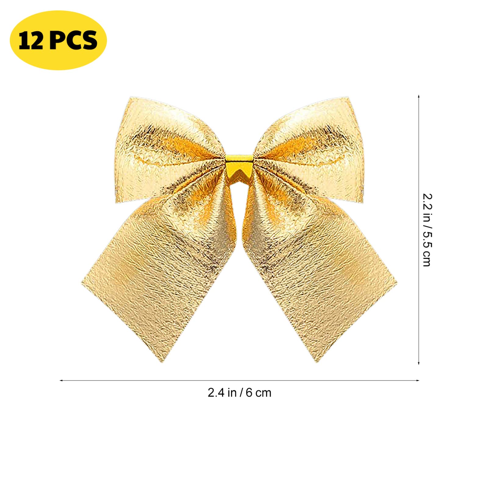 STOBAZA Lazos Navideños De Cinta para Árbol De Navidad Dorados 5x5 Cm, Cinta De Raso, 12 Piezas, Adornos Colgantes para Decoración Navideña Hogar y Fiesta