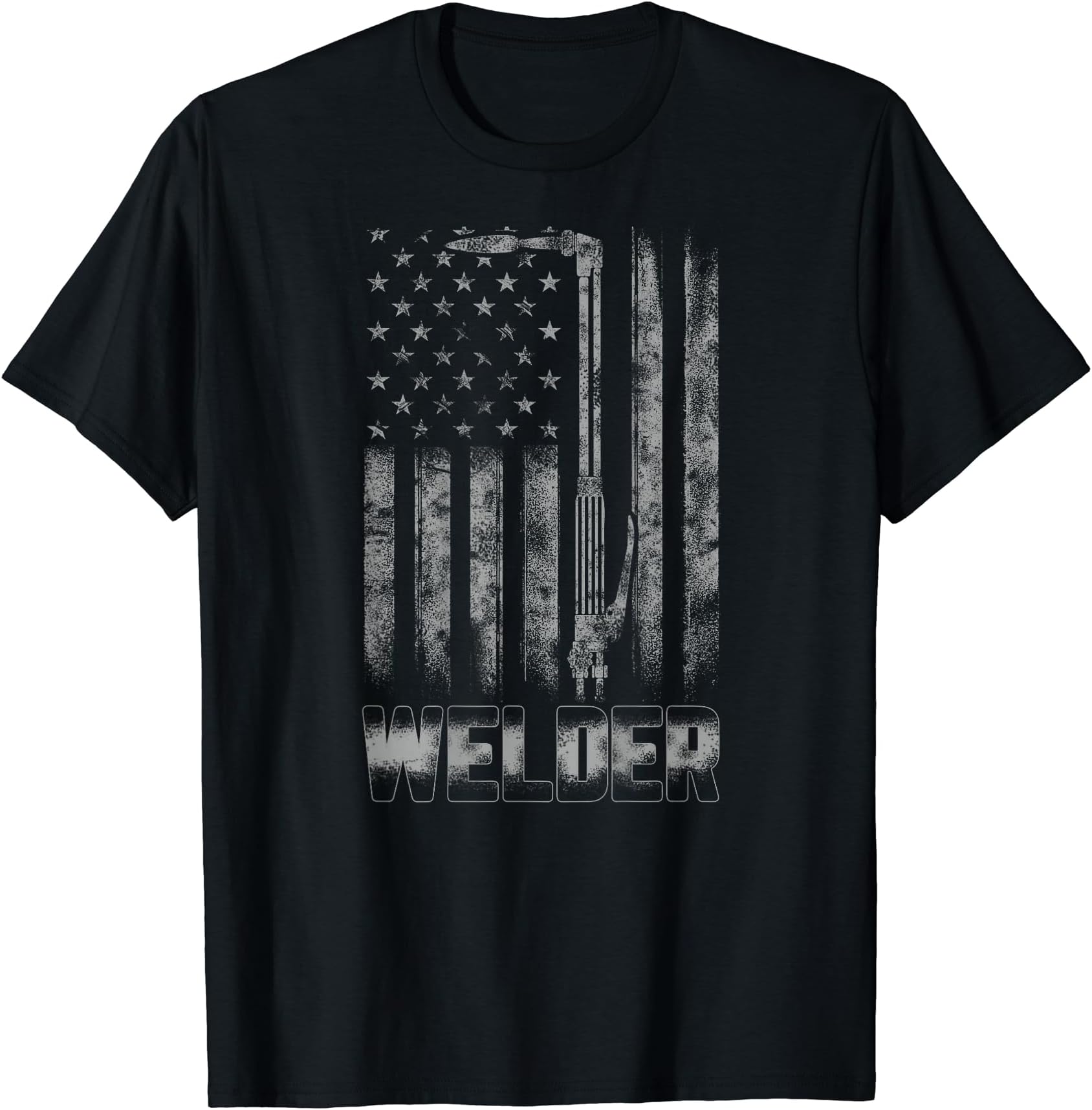 CATDistressed Welder American Flag Shirt USA Patriotic Welder T-Shirt