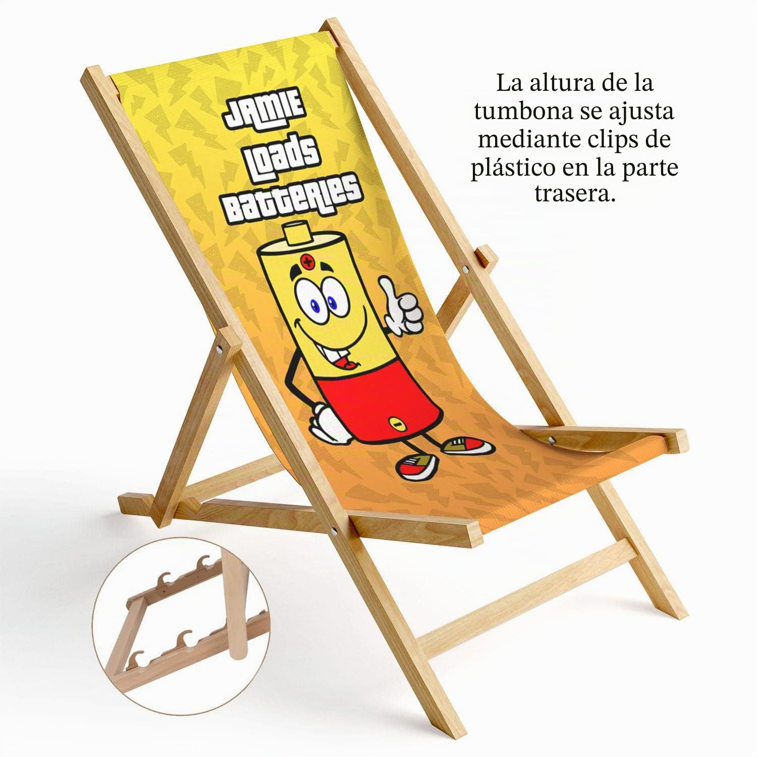Ferocity Niños Tumbona Plegable de Madera Silla de Playa Personalizable Diseño Unicorn [119]