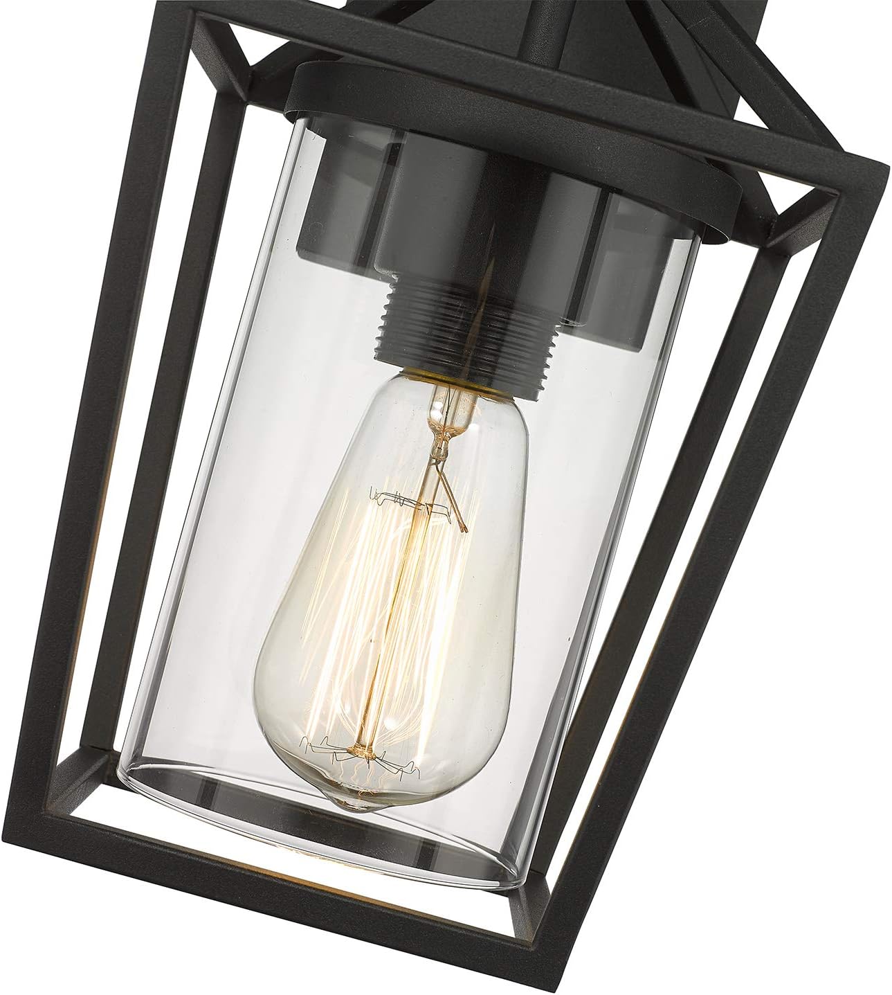 Emliviar 1-Light Exterior Wall Sconce, 11 Inch Small Outdoor Wall Lantern, Black Finish with Clear Glass, 20065B3