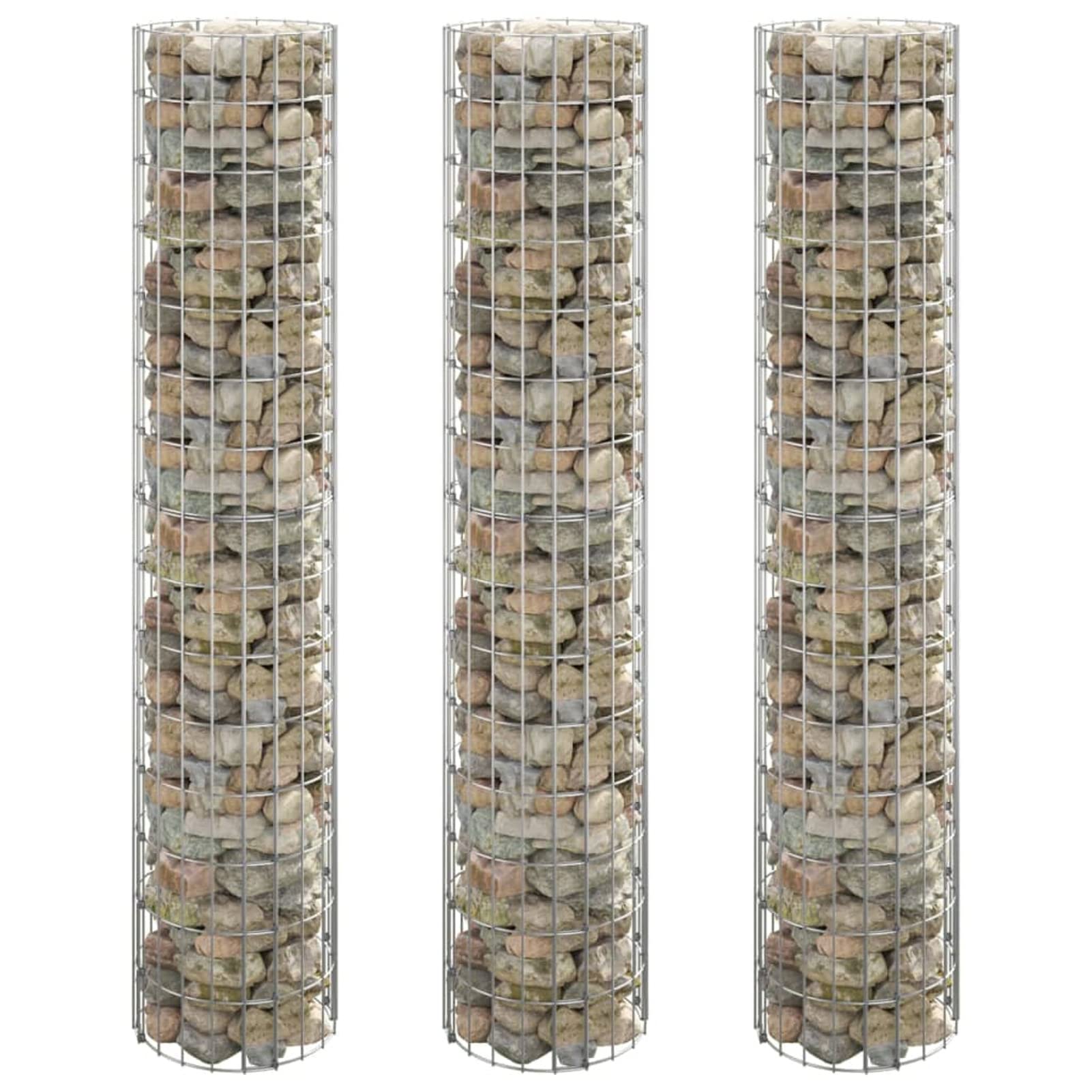 LAPOOH Arriate gaviones Circular 3 uds, Jardineras Exterior, Macetero Exterior, Arriate De Jardín, Jardinera Maceteros Hierbas, Acero galvanizado ?30x150 cm