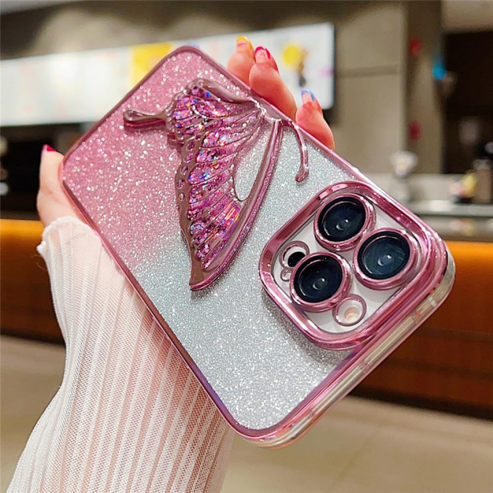 Coque silicone rose pour iPhone 12 transparente avec paillettes - 6