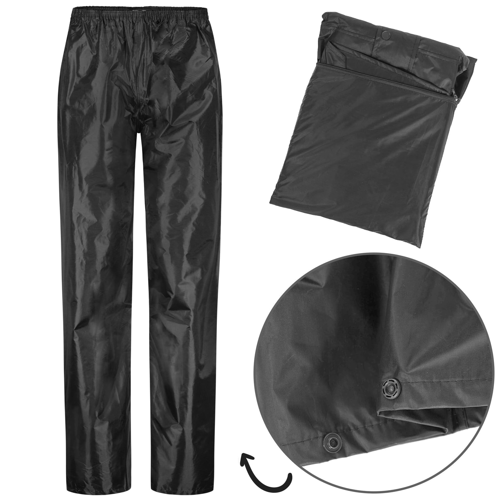 BWOLF Himalaya - Tuta antipioggia da uomo, a maniche lunghe, impermeabile, con elastico in vita, giacca con cappuccio, giacca antipioggia + pantaloni da pioggia, 2 tasche
