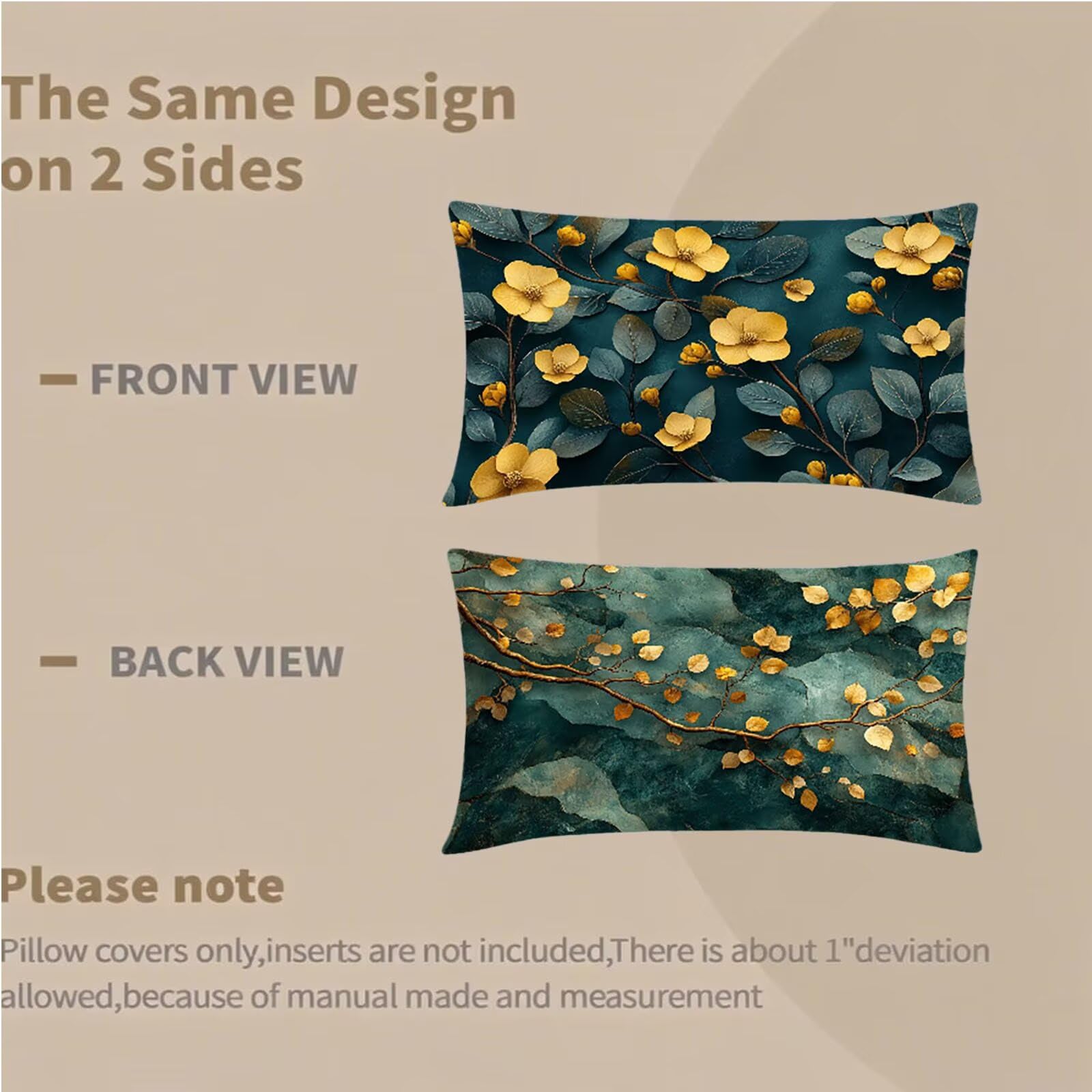 Federe Cuscino 60x80 Set di 2, Fiore Federe Cuscini Divano Velluto Morbido, Rettangolari Copricuscini 60x80cm Con Cerniera Invisibile, Copricuscino per Camera Casa Decorazioni, Nordico E-5581