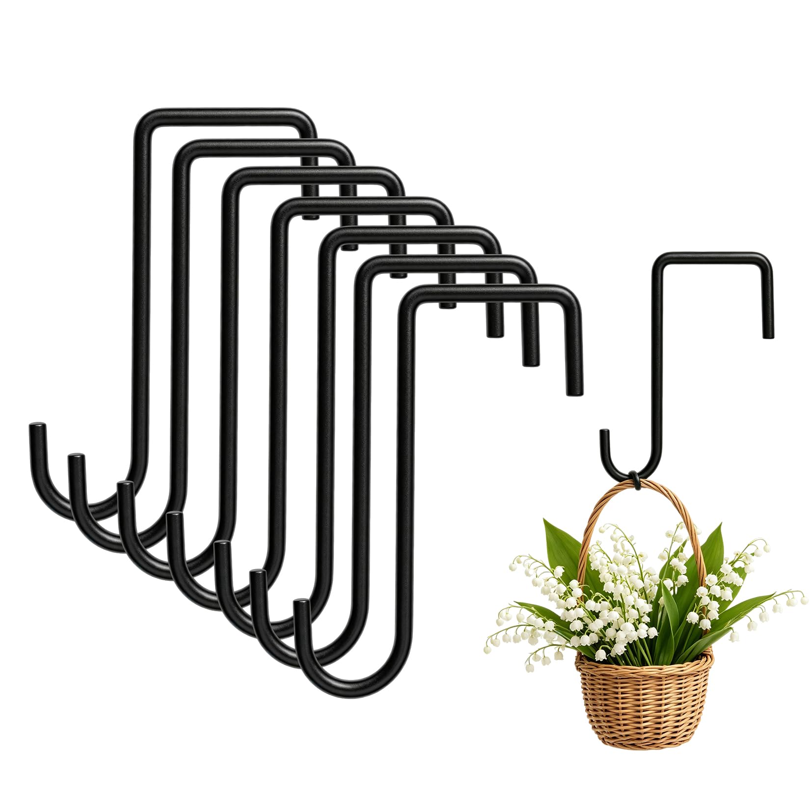 DAJMAIEZ 10 Pcs Fence Hooks for Outdoor Lights, Metal Garden Light Hooks for Fence Panel Brackets Hanging Basket Brackets Outdoor Indoor Plant Hangers Bird Feeders Wind Chimes
