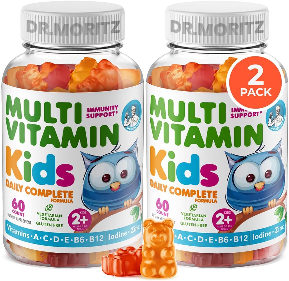 Kids Multivitamin Gummies - with Kids Vitamins A C D E B6 B12 Zinc and More - Complete Daily Support - Vegetarian and Non-GMO, 2 Pack (120 Count)