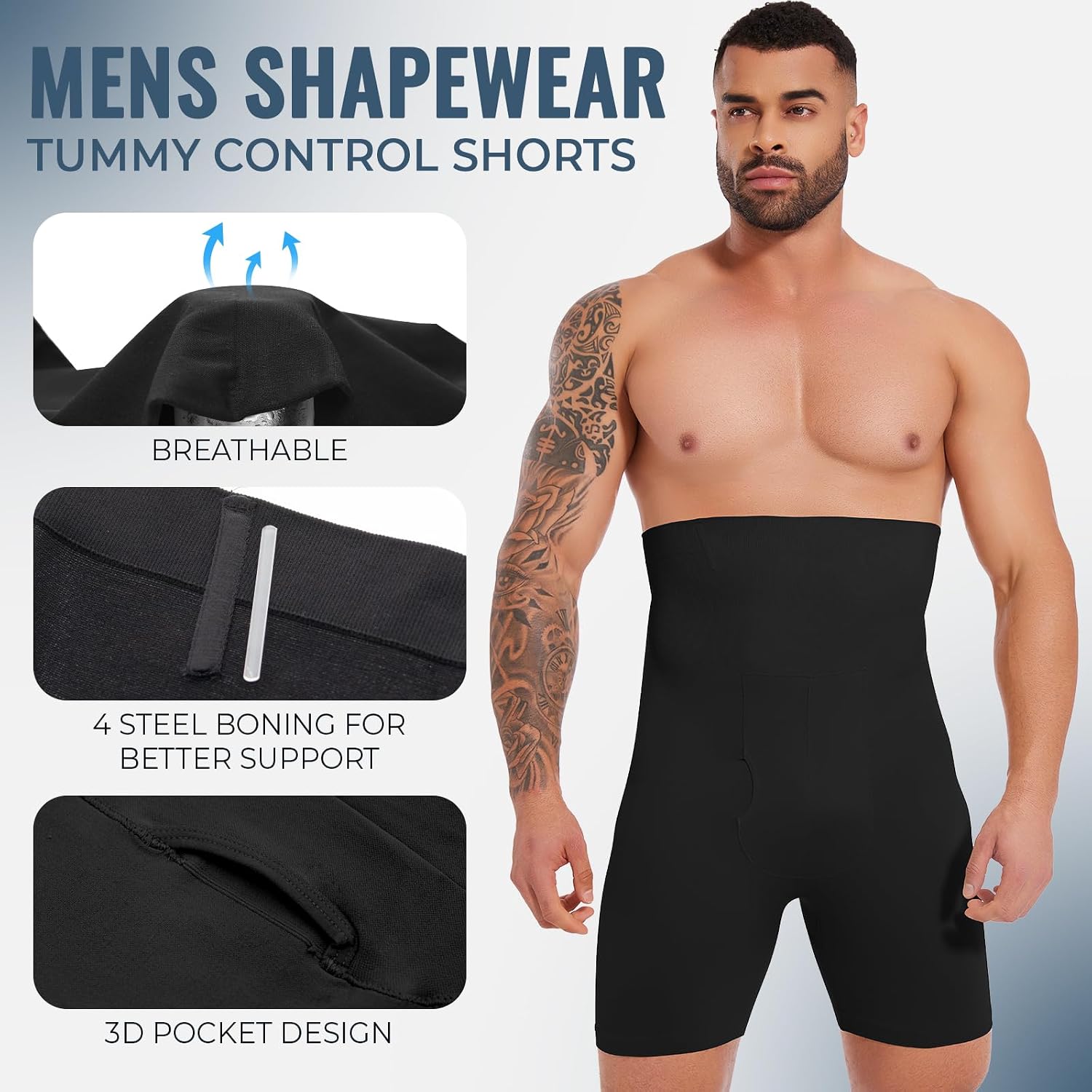 Mens Shapewear Tummy Control Shorts High Waist Underwear Slimming Body Shaper Belly Girdle Compression Boxer Briefs