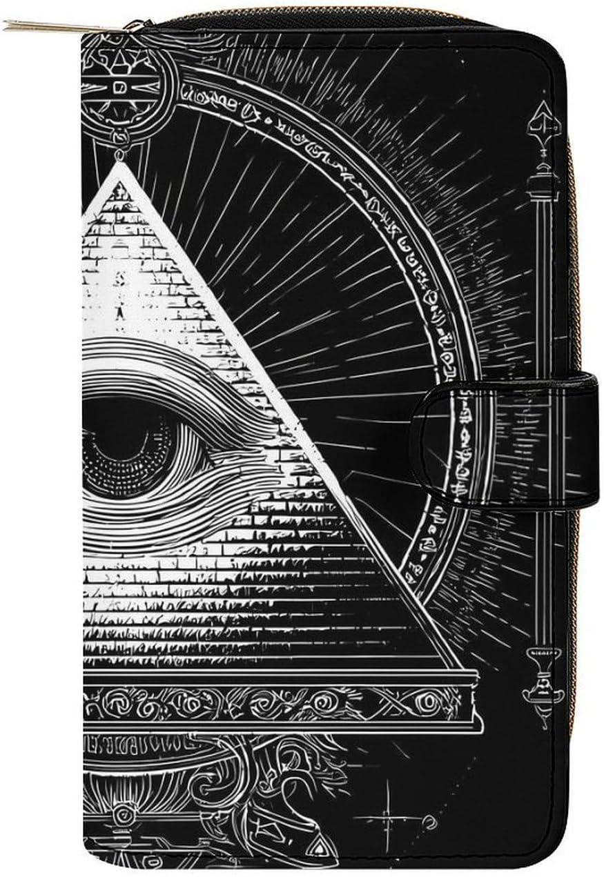 Freemasonry Illuminati One Eye Womens Wallet for Men Slim Purse Clutch Handbag with Card Holder