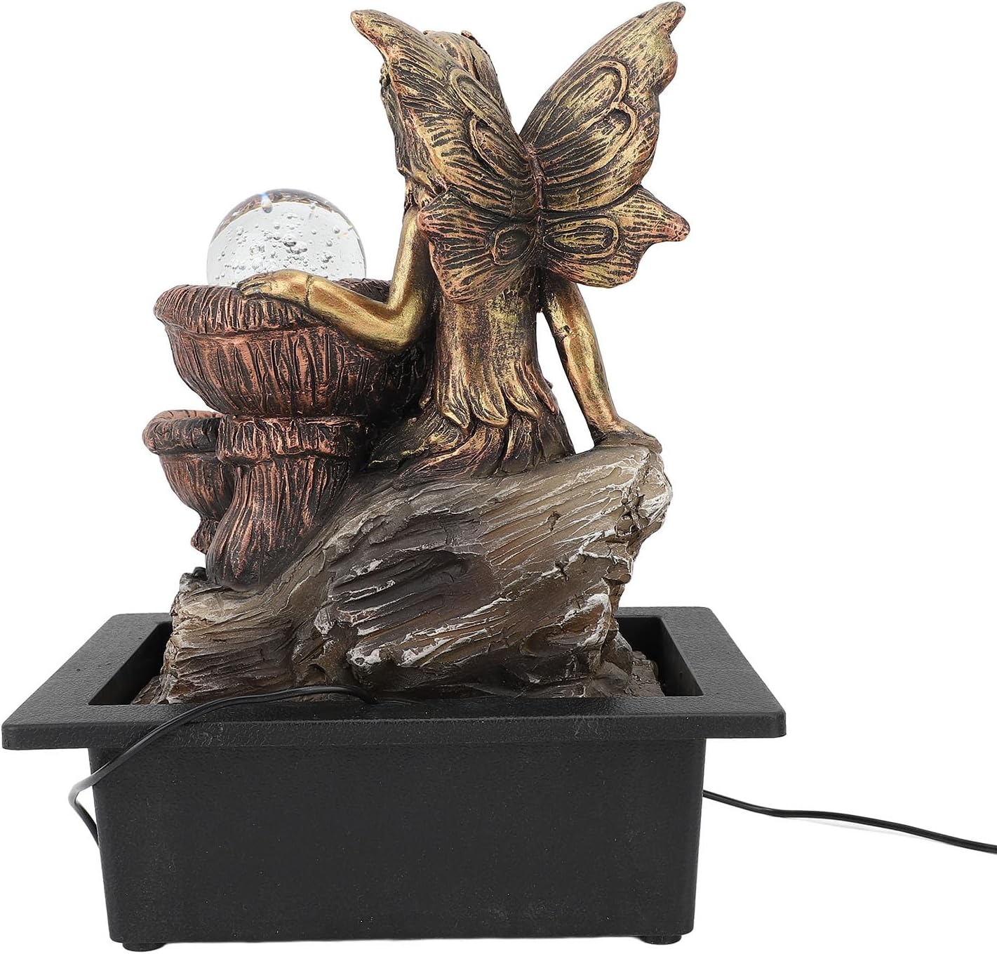 Tabletop Fountain USB with Quiet Pump and LED Light, Desktop Fountain Decor Ornament for Office Relaxation