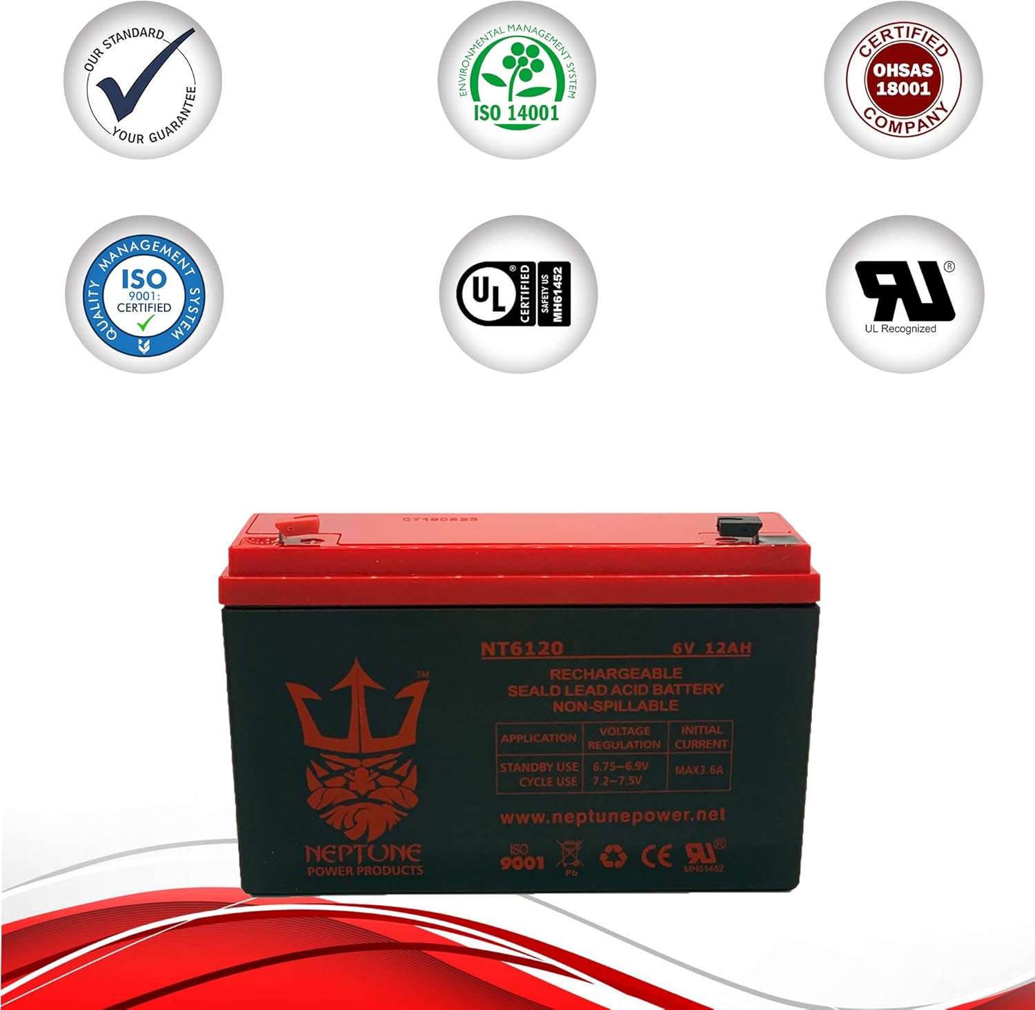 Neptune Brand 6V 12Ah Replacement SLA Battery for LITHONIA Emergency Exit Light - 6 Pack