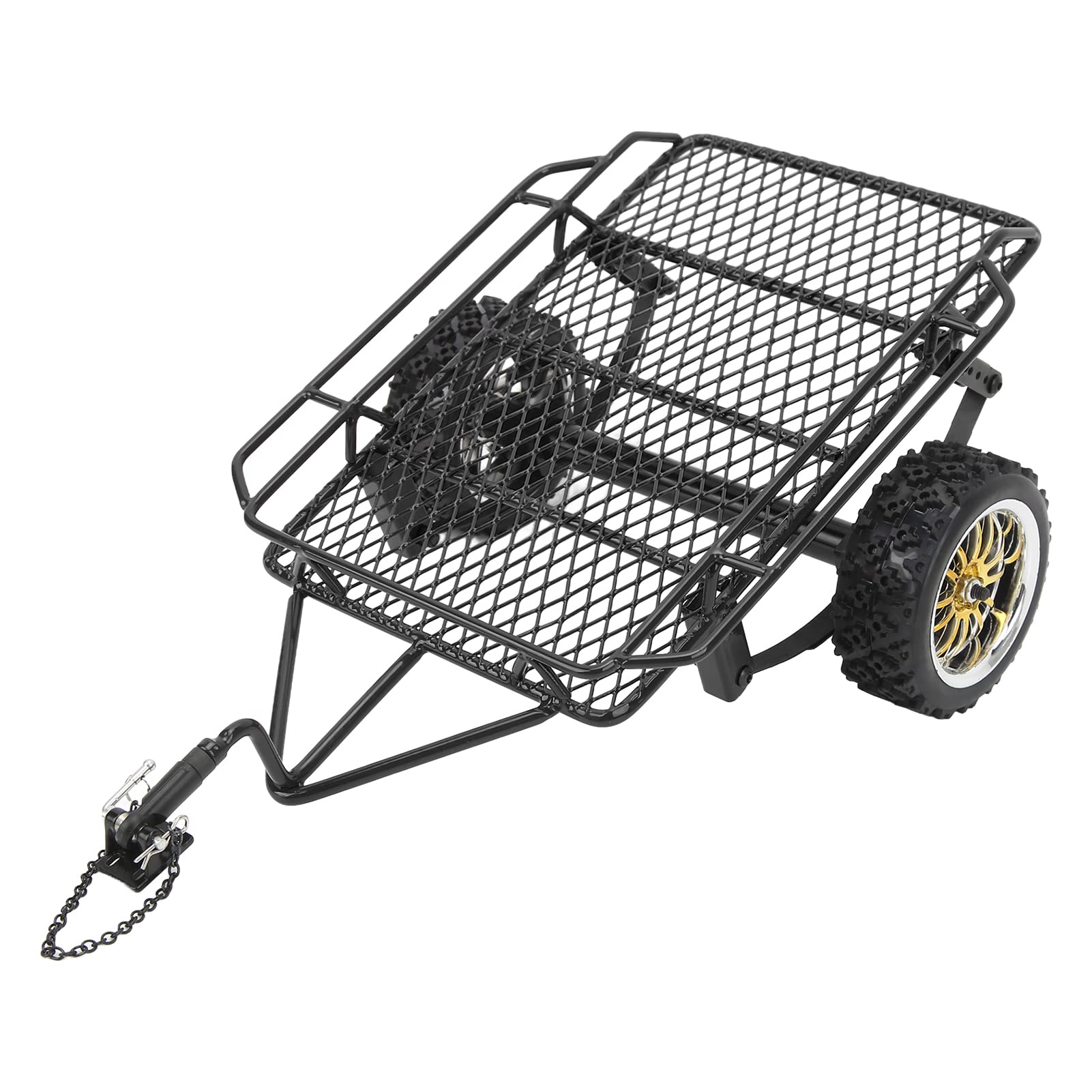Mała przyczepka RC Metalowa przyczepa łyżkowa RC z konstrukcją z żelaznej gumy Trwała Łatwa instalacja w samochodach zdalnie sterowanych Axial SCX10 Traxxas TRX4 D90 GEN8 (Czarny)