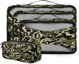 Cmizedevise Camouflage 4 Set Packing Cubes for Suitcases, Lightweight Travel Accessories Packing Organizers Carry On Luggage Bags