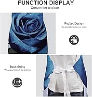 Vista 6 de MUSM Blue Rose Blooms Apron，Classic Vintage Funny with Pockets Aprons,Adjustable Bib Waterdrop Resistant for Kitchen Cooking Restaurant BBQ Painting