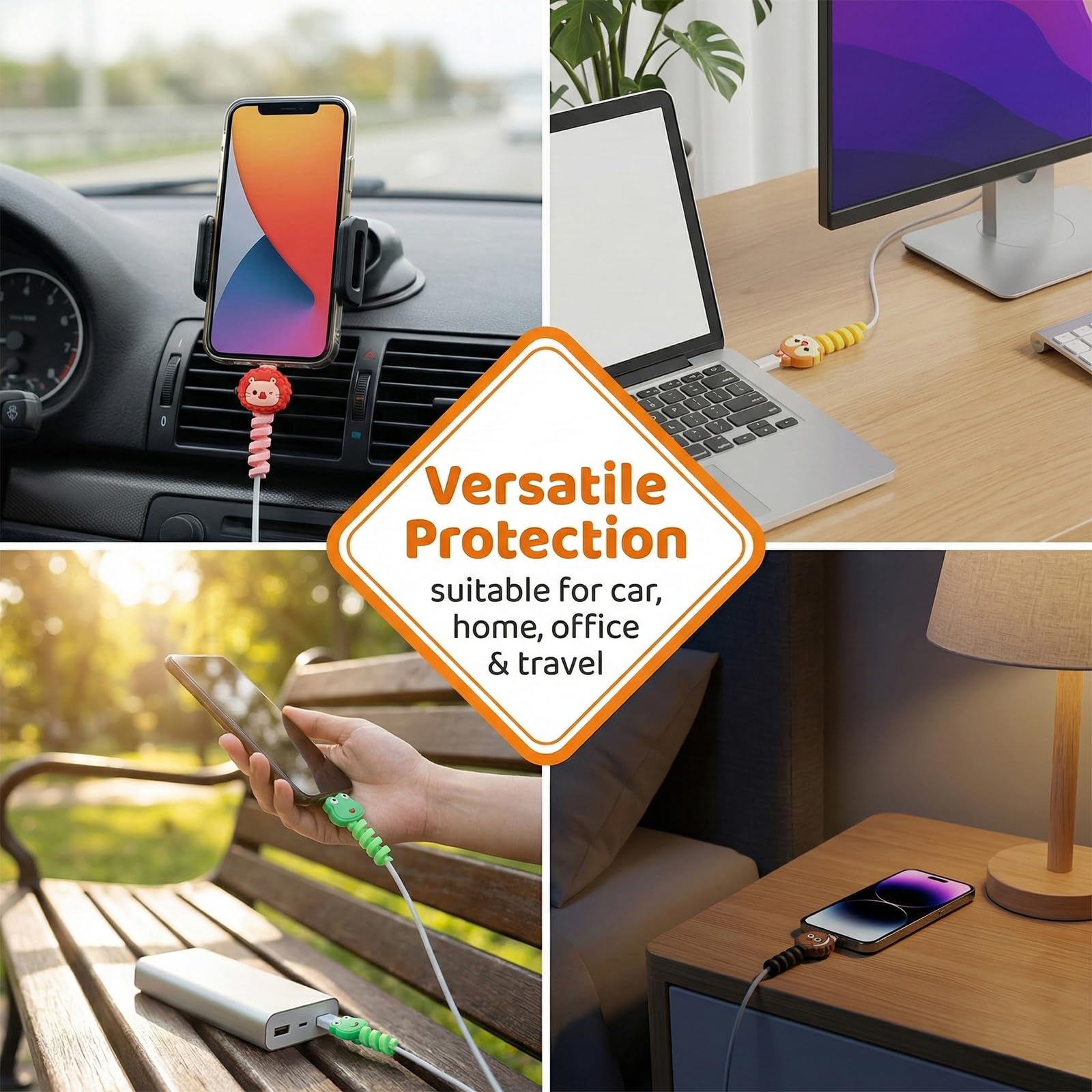 Proteggi Cavo Cellulare, 8 Pezzi Protezione Cavo, Protezione Micro-Siliconica Flessibile, per Tutti I Cavi di Ricarica del Cellulare Cavi del Mouse Cavi USB