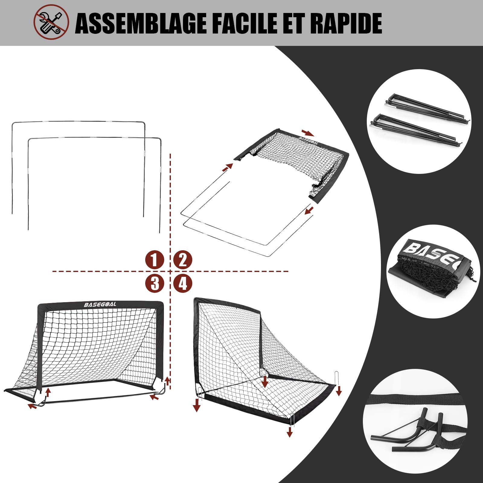 BaseGoal But de Foot Exterieur pour Jardin 150x120x120cm