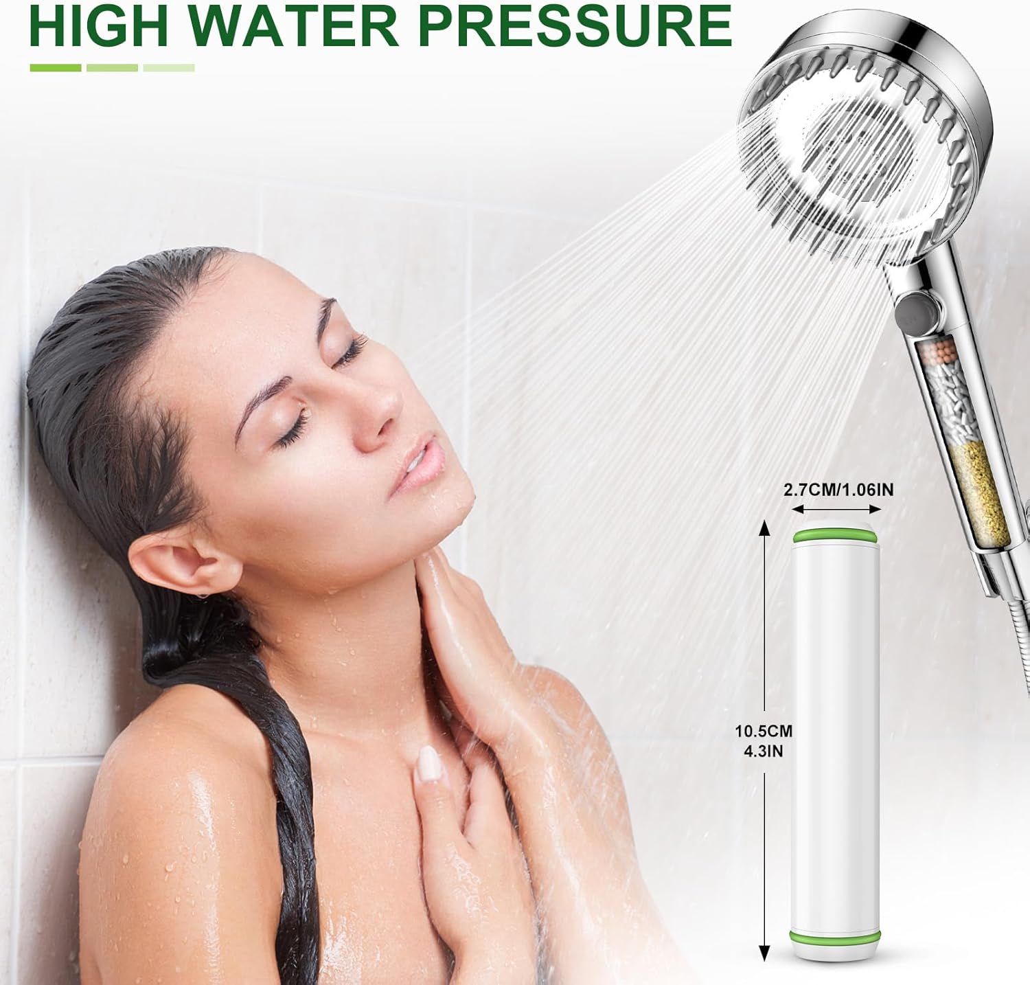 2 Pack Shower Filter Cartridge Replacement for Handheld Shower Head - 18 Stage Replacement Filters for Hard Water Remove Chlorine and Harmful Substances