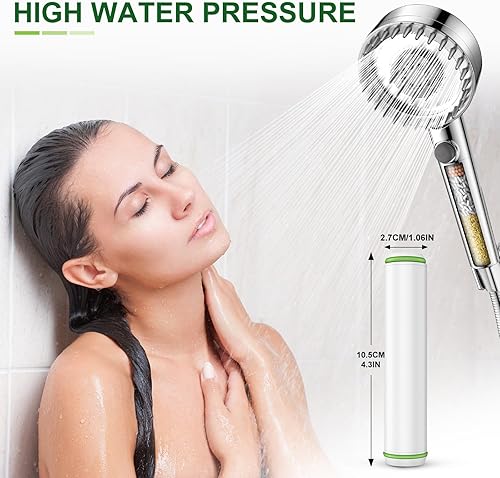 Miniatura 8 de Paquete de 2 cartuchos de filtro de ducha de repuesto para cabezal de ducha de mano, filtros de repuesto de 18 etapas para agua dura, elimina cloro