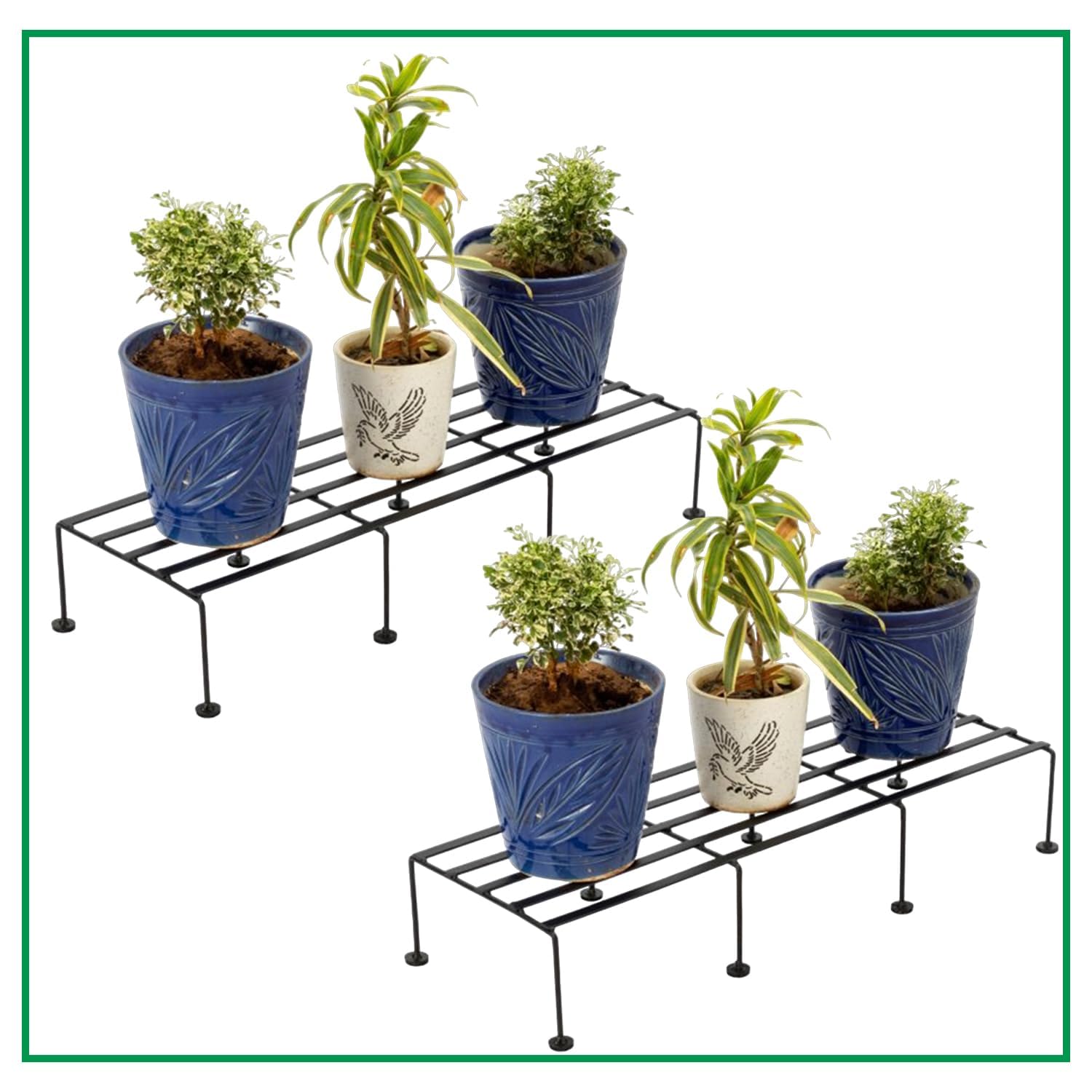 CINAGRO Anti Rust Rectangular Metal Plant Stand (Pack of 2) - 24 inches, Gardening Stand for Balcony, Indoor & Outdoor Use, Strong Durable Flower Pot Stand, Gamla Stand (Plants Not Included, Black) (B0CHRJDXMB) Amazon Price History, Amazon Price Tracker