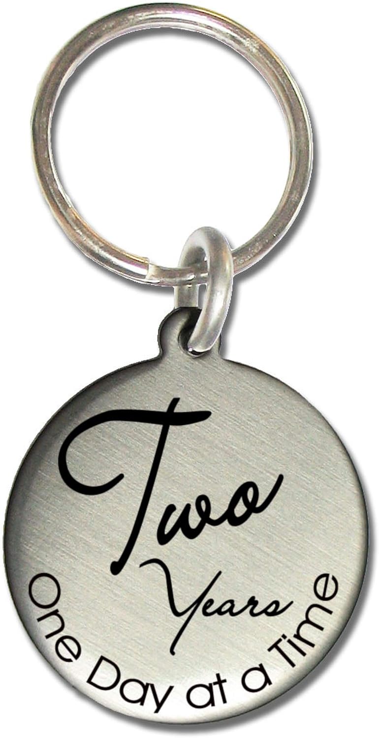 2 Year Vintage Style AA Alcoholics Anonymous NA Narcotics Anonymous Clean and Sober Birthday Medallion Keychain