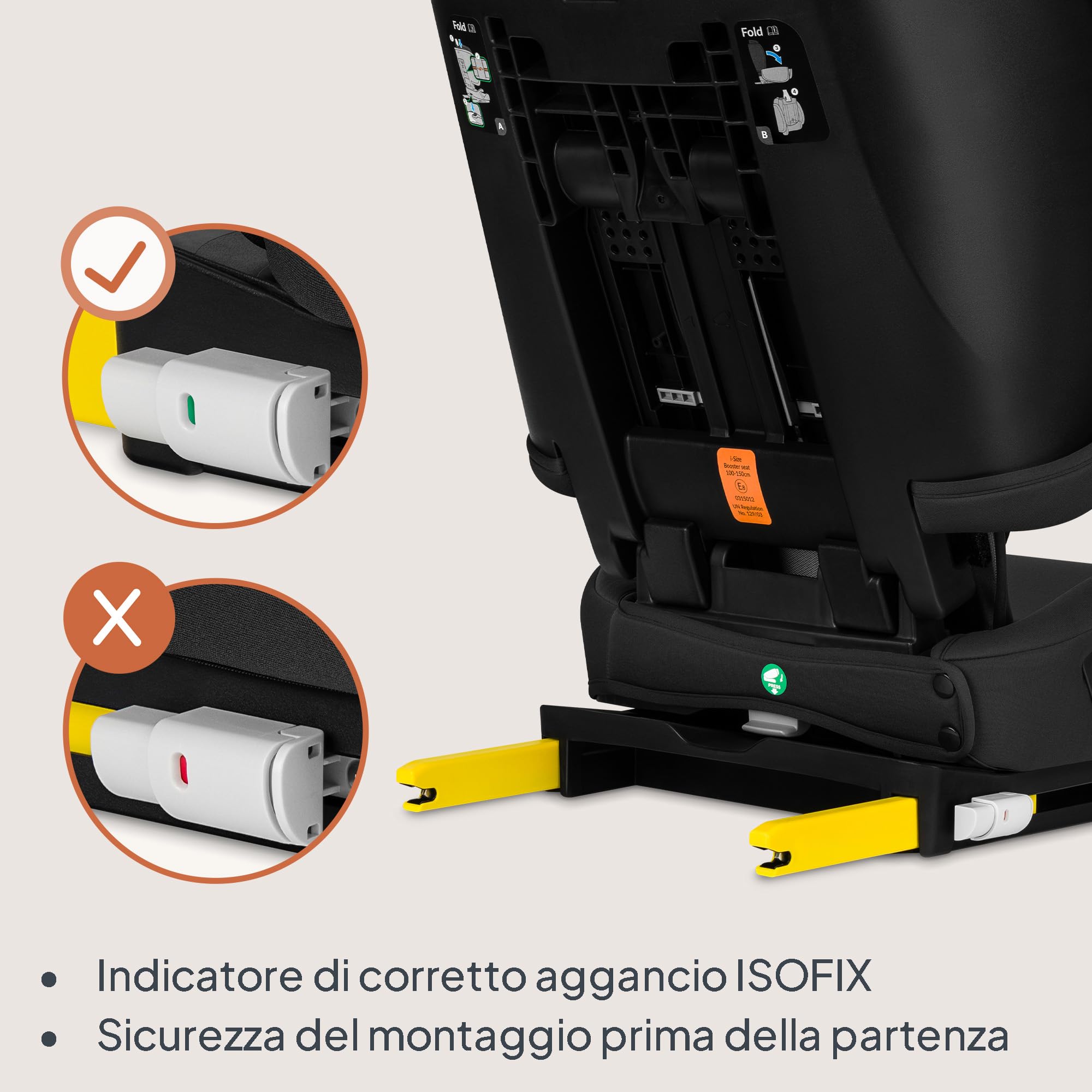 Lionelo Seggiolino Auto Pieghevole ORIN I-SIZE con ISOFIX per bambini | 3,5-12 Anni,Reclinabile 4 Posizioni,Poggiatesta 14 Posizioni, Sfoderabile Lavabile, Borsa e Portabicchiere, i-Size 100-150 cm