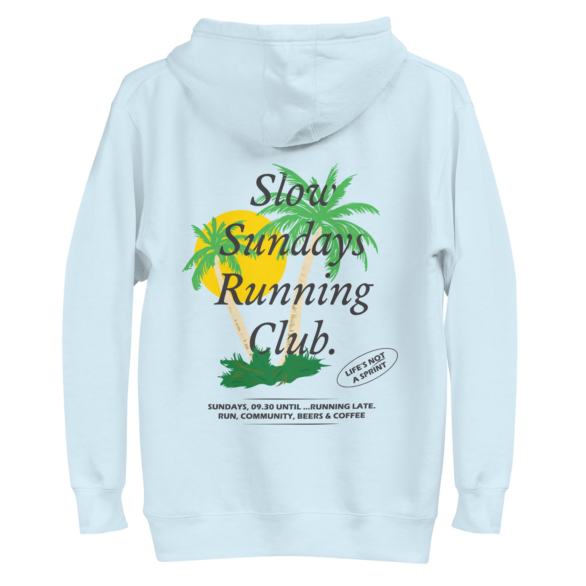 Palm Tree Slow Sundays Running Club Cotton Blend Hoodie