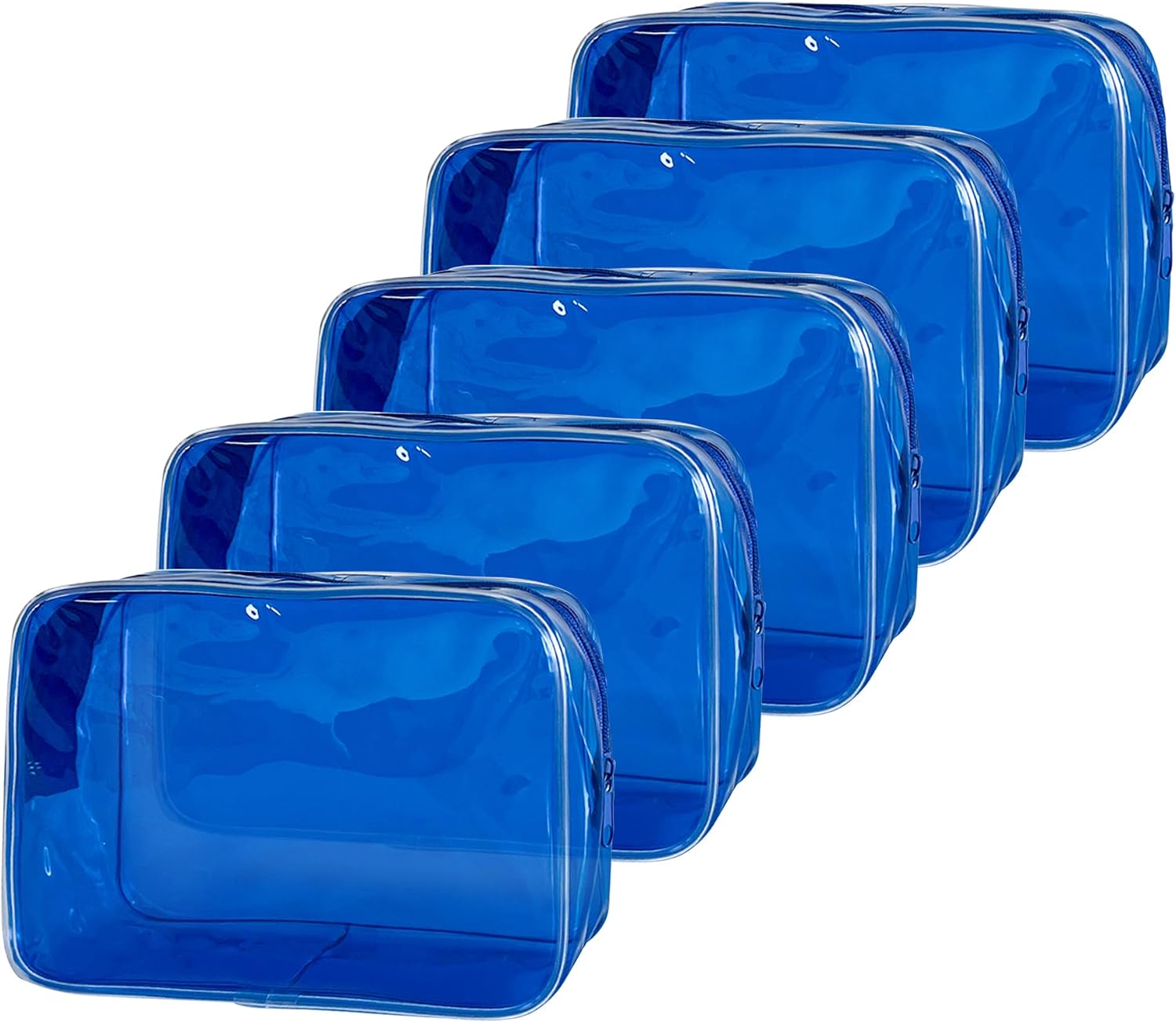 Neon TSA Approved Clear Toiletry Pouch, 7"x2.3"x4.7" Size, PVC Travel Makeup Bags for Toiletries, Transparent Cosmetic Bag for Women and Men Small (Daisy~6PCS)