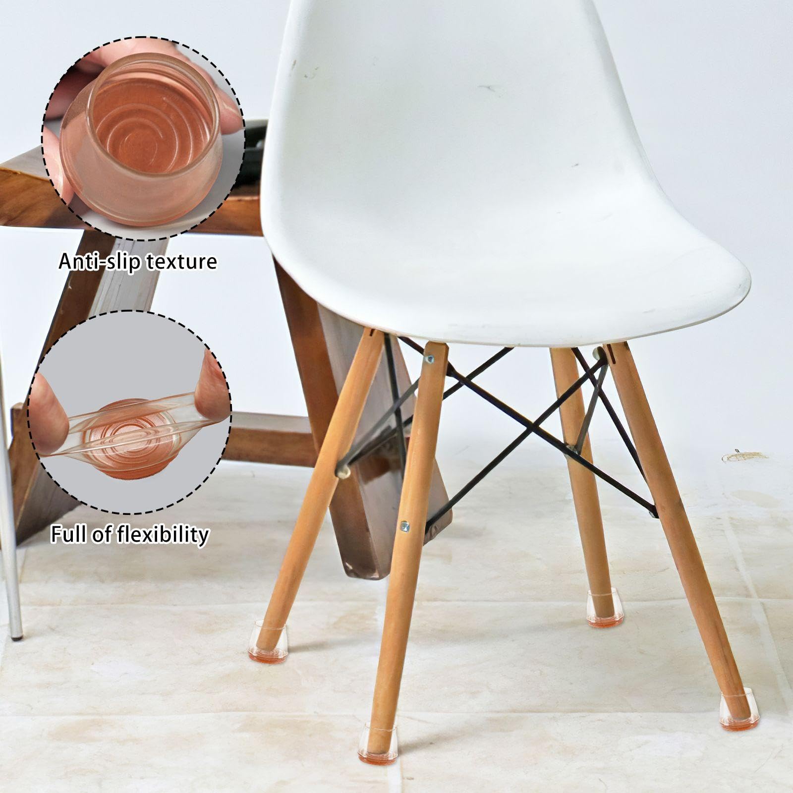 30 Pieces of Round Table and Chair Foot Pads, Anti-Slip Chair Leg Caps, Fur Pad Silicone Round Chair Caps - Image 3