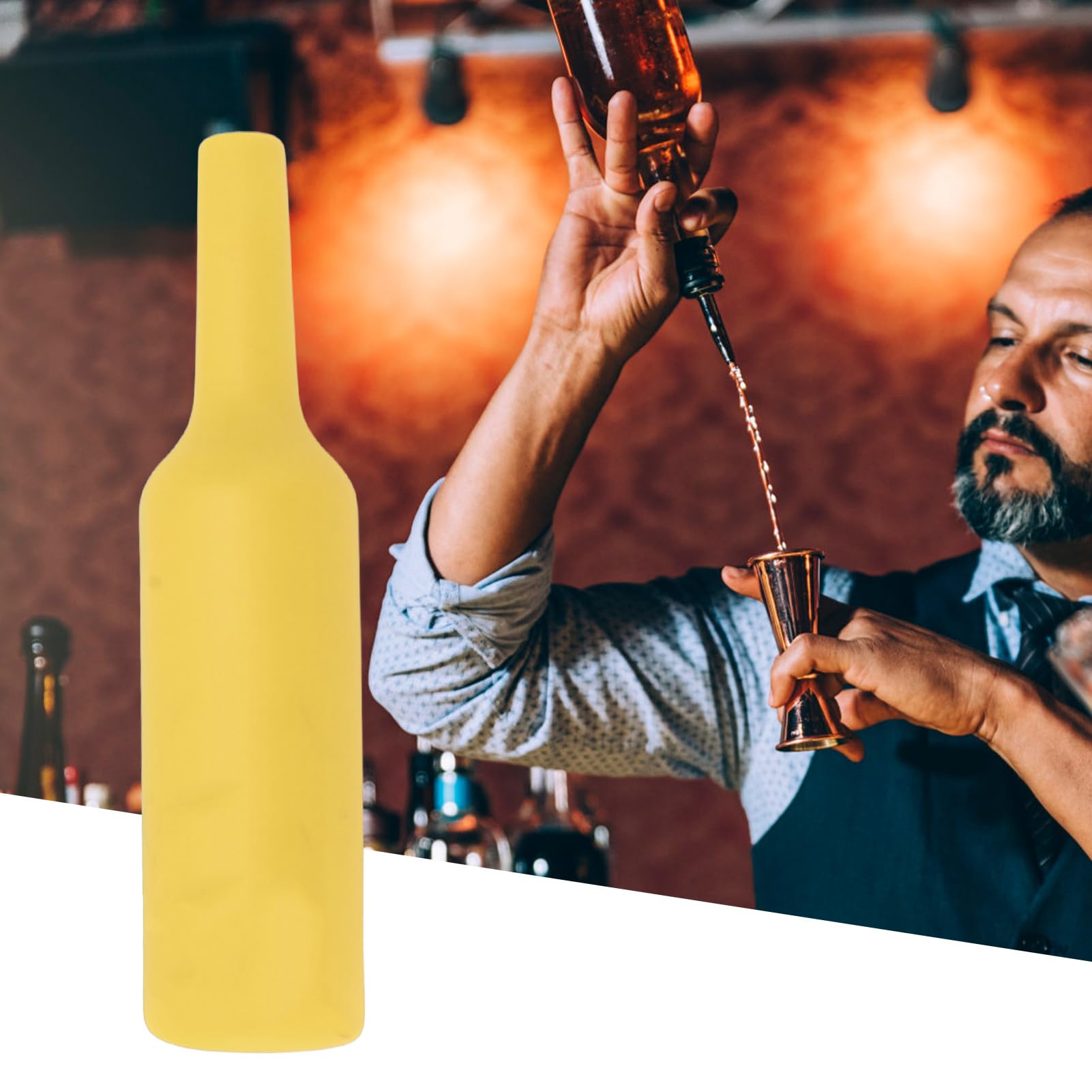 HERCHR Bottiglie in Silicone per Baristi, Bottiglia per Pratica Flair Infrangibile che Cade Morbido Strumenti Allenamento Prestazioni Barman per Principianti Fai Da Te (Gialla)