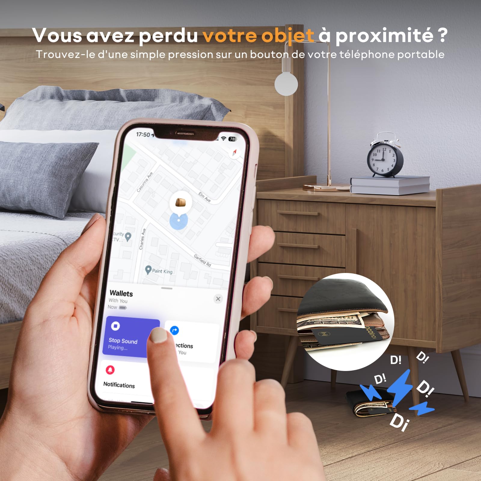 VOCOlinc Rechargeable Wallet Tracker Card Ultra Fin, Air Tag Traceur Carte Lot de 2, Bluetooth Localisateurs d’Objets Compatible avec Apple Localiser (iOS Uniquement) pour Portefeuille Bagages Valise