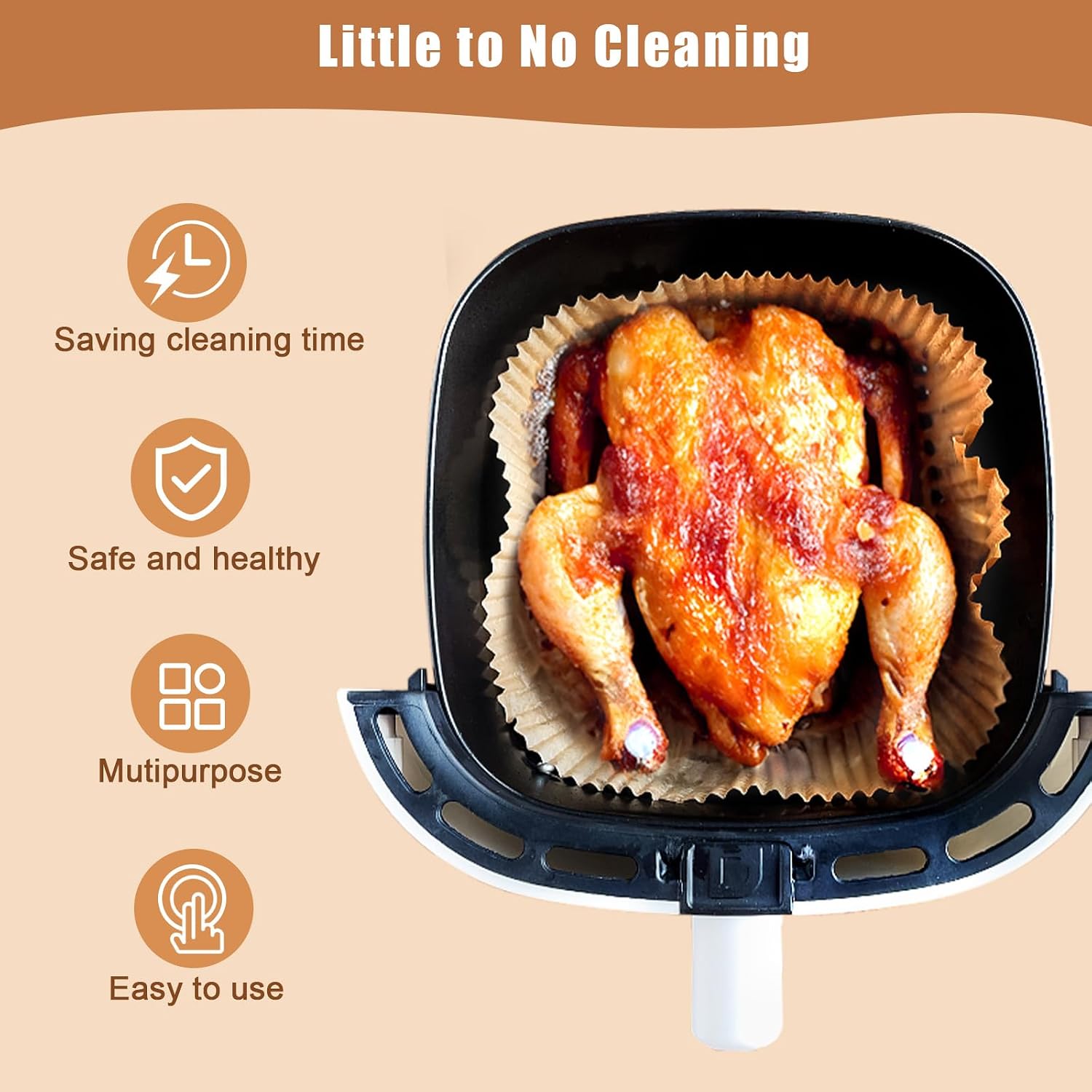 Air Fryer Liners Disposable, 100PCS Non-stick Disposable Airfryer Liners, 8 Inch Unbleached Parchment Paper, Round Airfryer Paper Liners for 5-8QT Air Fryer, Baking, Roasting Microwave