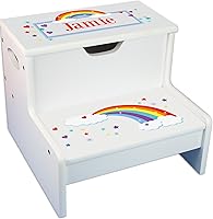 Vista 14 de Taburete para niños con guirnalda floral rosa gris y rosa personalizada con almacenamiento (castillo de princesa)