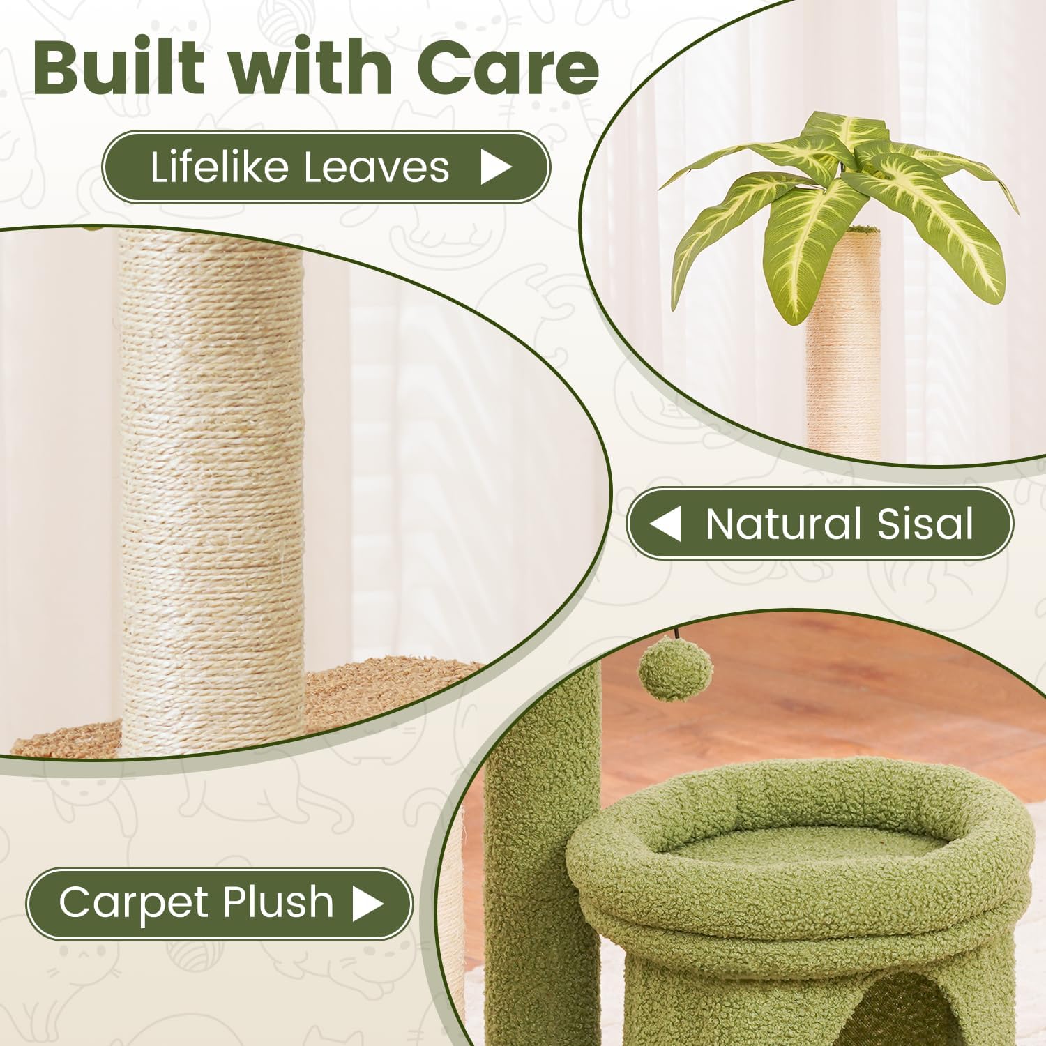 Cat Tree Tower with Scratching Post, Indoor 36in Medium Kitty Climbing Frame with Perch, Cave, Ball Toys, Multi Functional Kitten Climber and Scratcher, Stable Stand and Space Saving Design