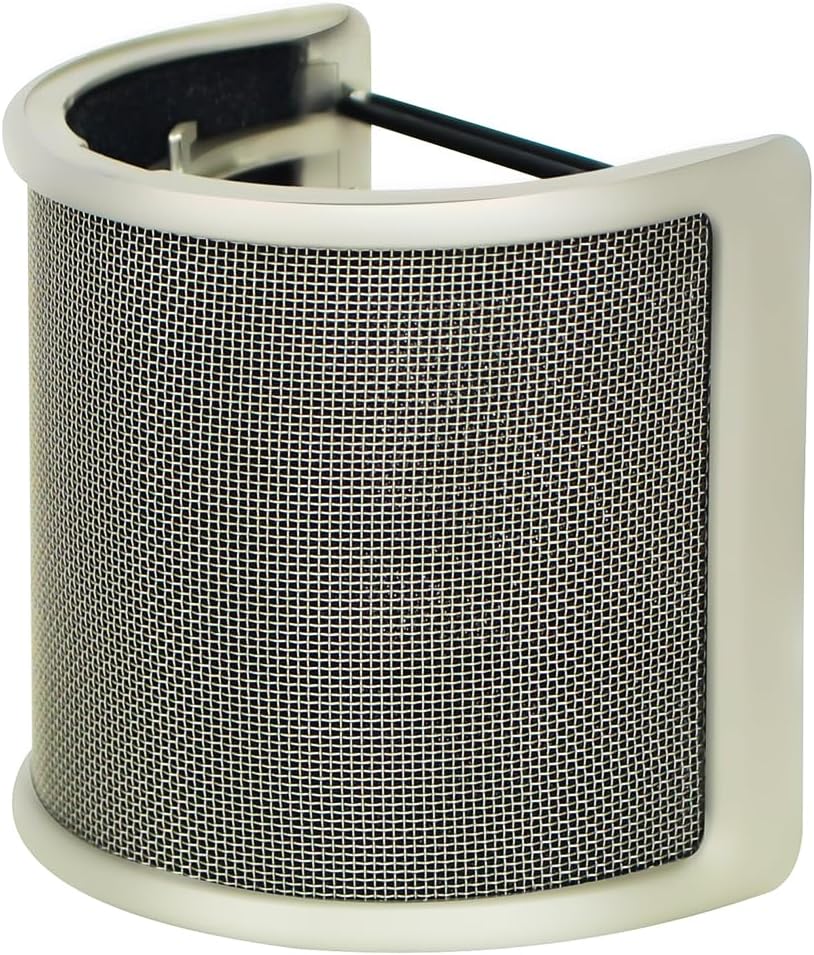 Mic Pop Filter, protección contra pop de micrófono dorado Micfuns, con capa de espuma, parabrisas para estudio, grabación, podcast