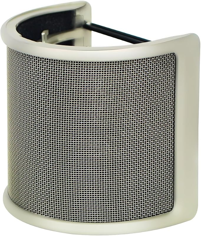 Mic Pop Filter, protección contra pop de micrófono dorado Micfuns, con capa de espuma, parabrisas para estudio, grabación, podcast