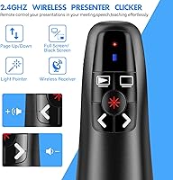 Vista 2 de Presentation Clicker Wireless Presenter Remote Clicker para Presentación de PowerPoint, puntero láser RF 2.4GHz USB PowerPoint Clicker Slide