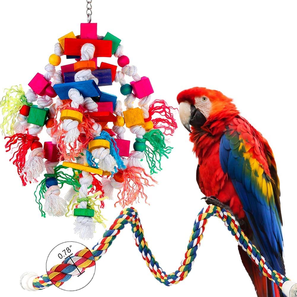 Buy Parrot Toys for Large Birds Rope Perches for Parrots Bird Toys Bird Cage Accerises Tearing
