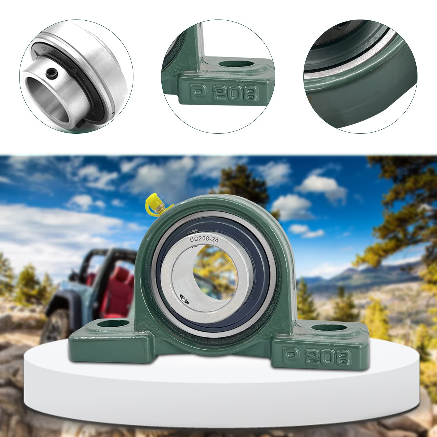 UCP208-24 Pillow Block Bearing 1-1/2" inch Mounted Bearing Chrome Steel Bearings with 1 1/2" Bore Self Alignment