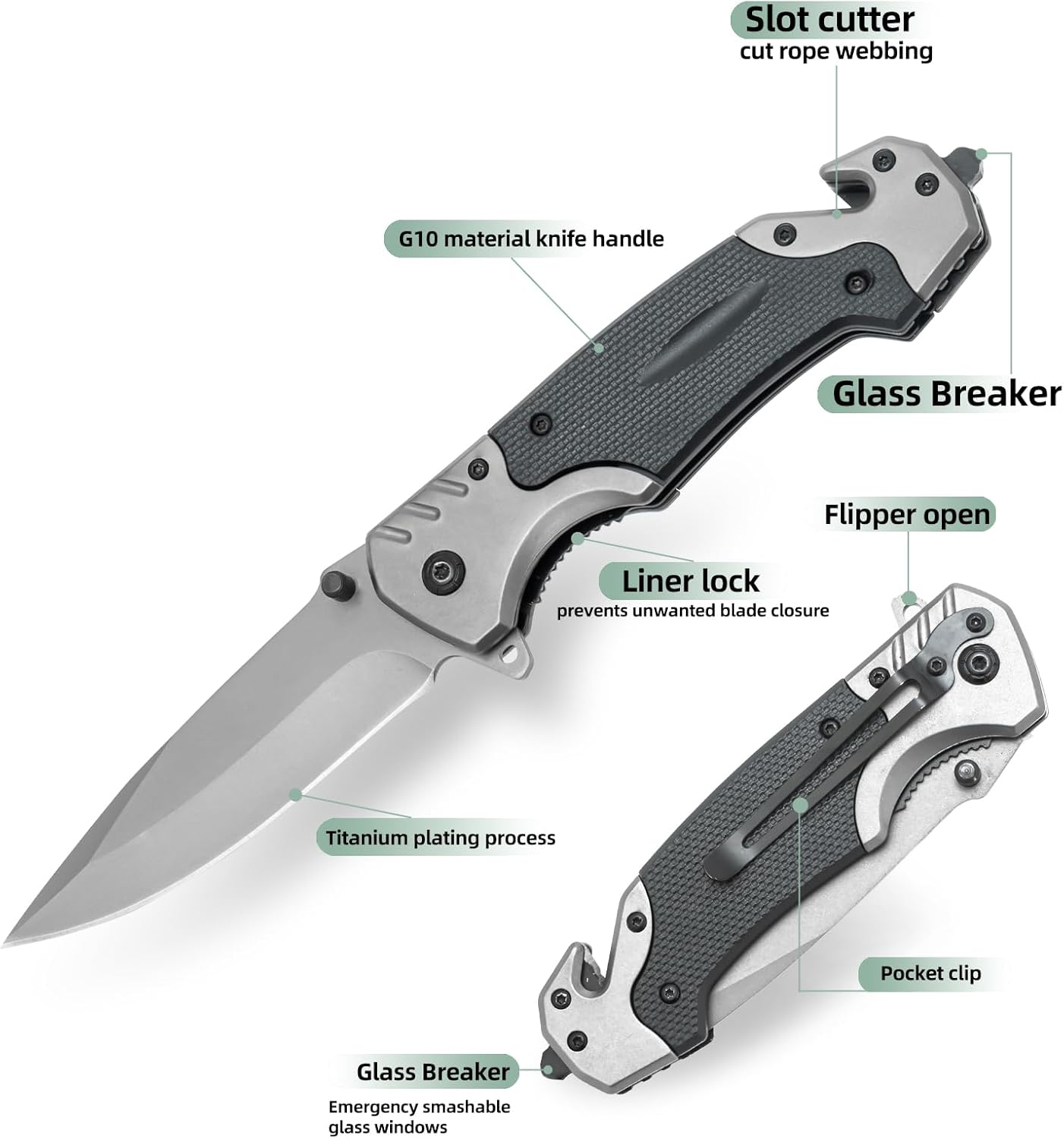 Folding Pocket Knife for Men, Switch Blade with Push Button, 3-in-1 Multitool Folding Knife,Pocket Clip Tactical Knife, EDC Pocket Knives for Self Defense, Camping, Hunting, Outdoor